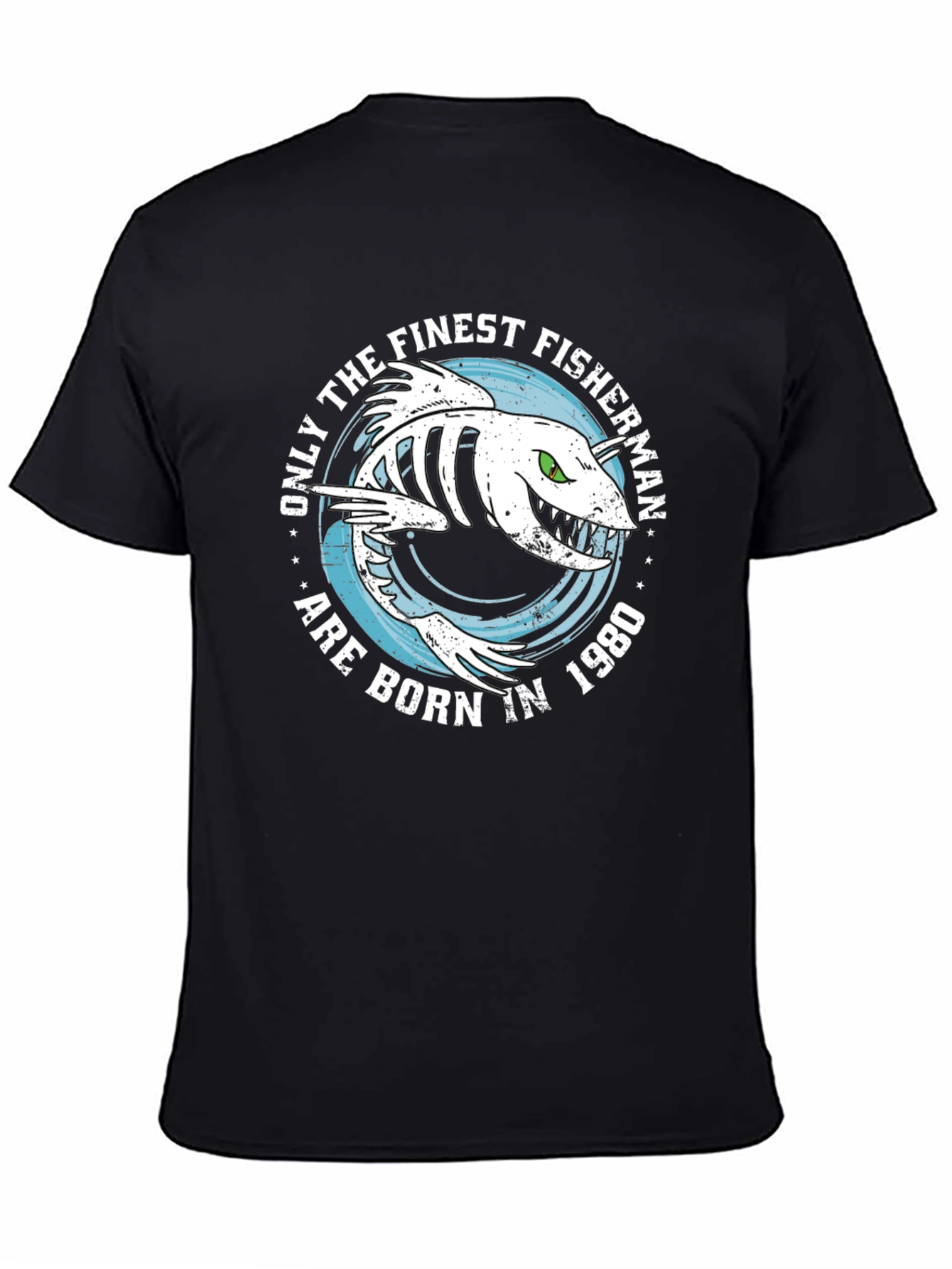 Finest Fisherman Born in 1980 Black T-Shirt