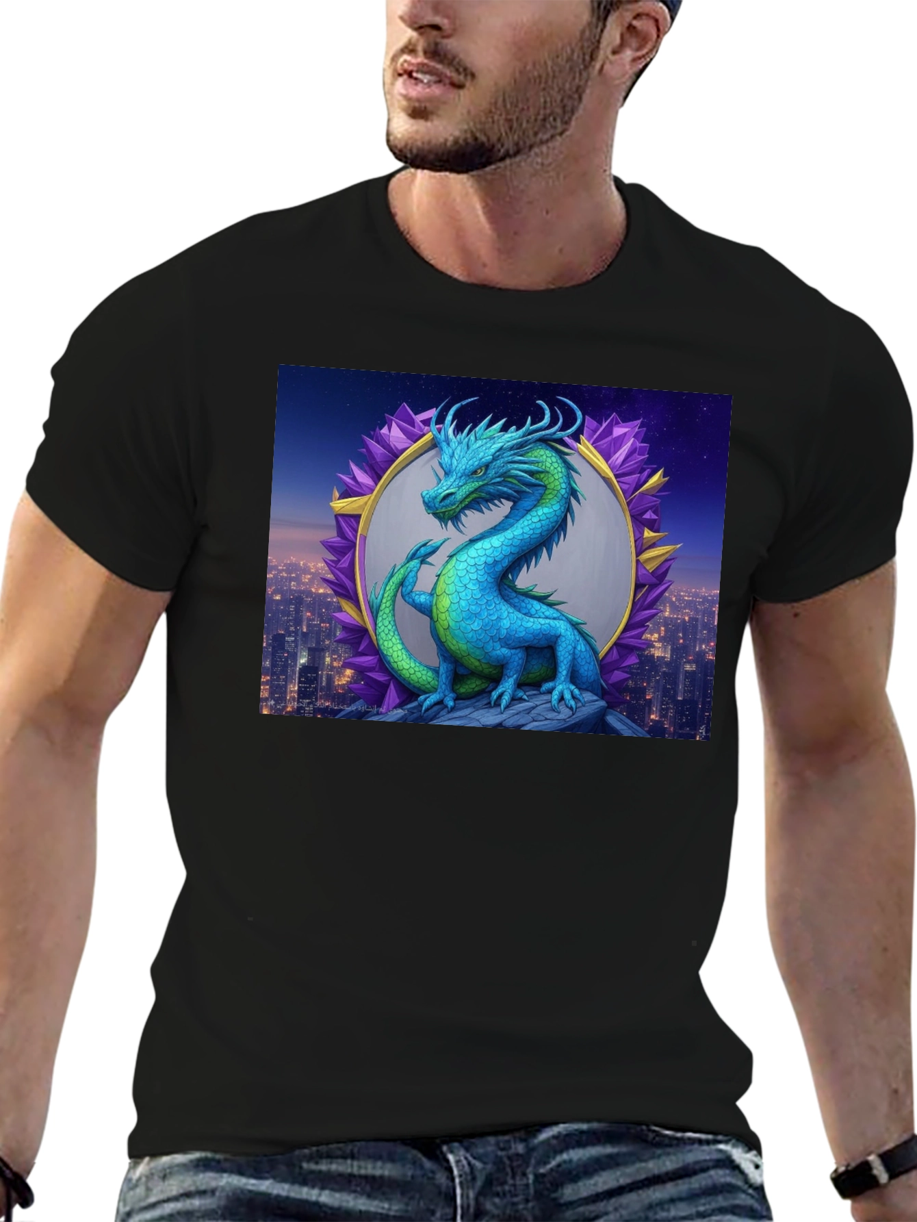 Dragon Cityscape T-Shirt - Unique Graphic Tee