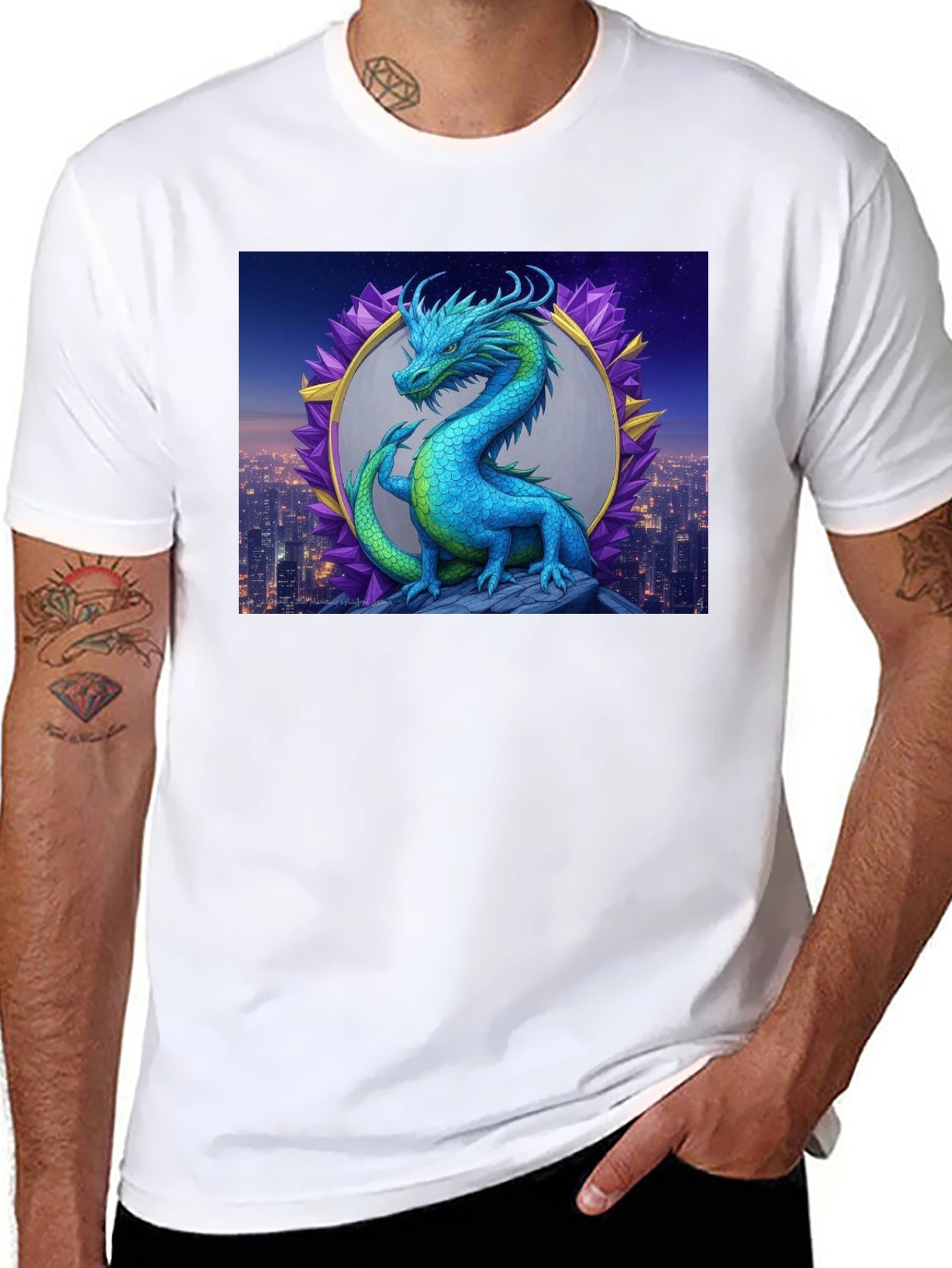 Dragon Cityscape T-Shirt - Unique Graphic Tee