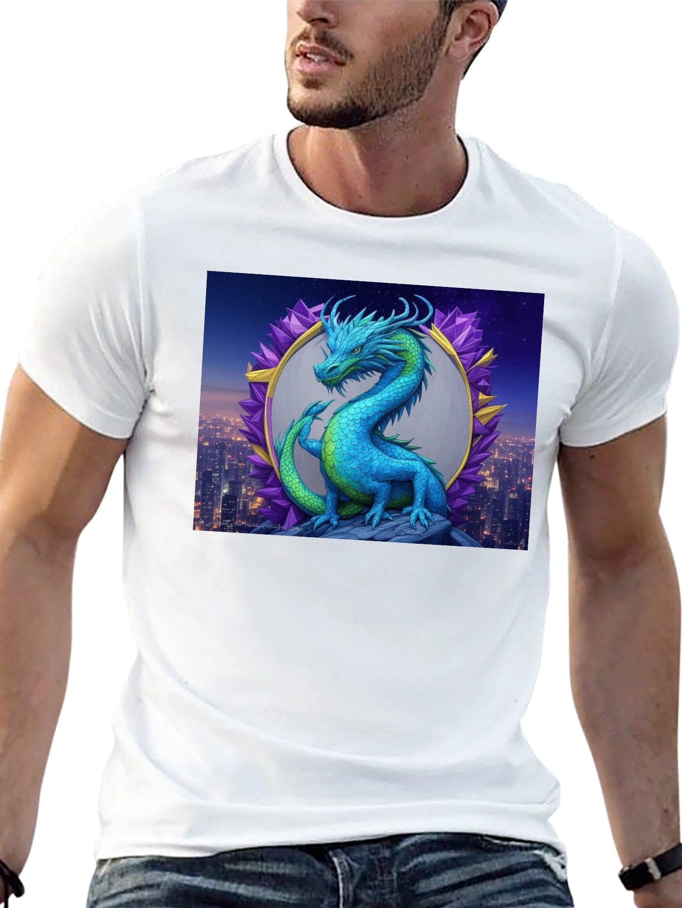 Dragon Cityscape T-Shirt - Unique Graphic Tee