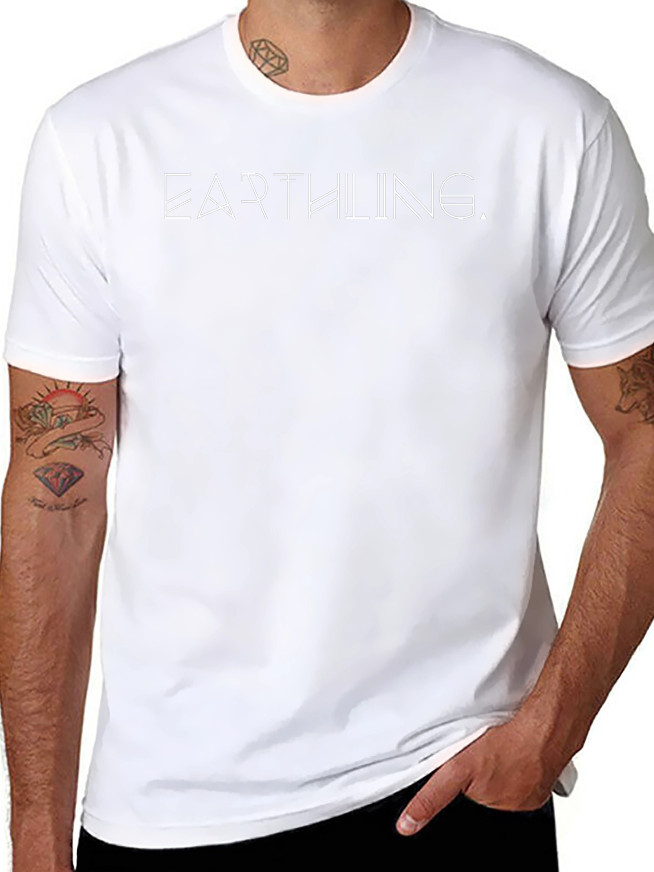 Earthling Graphic Tee - Modern White Print on Black
