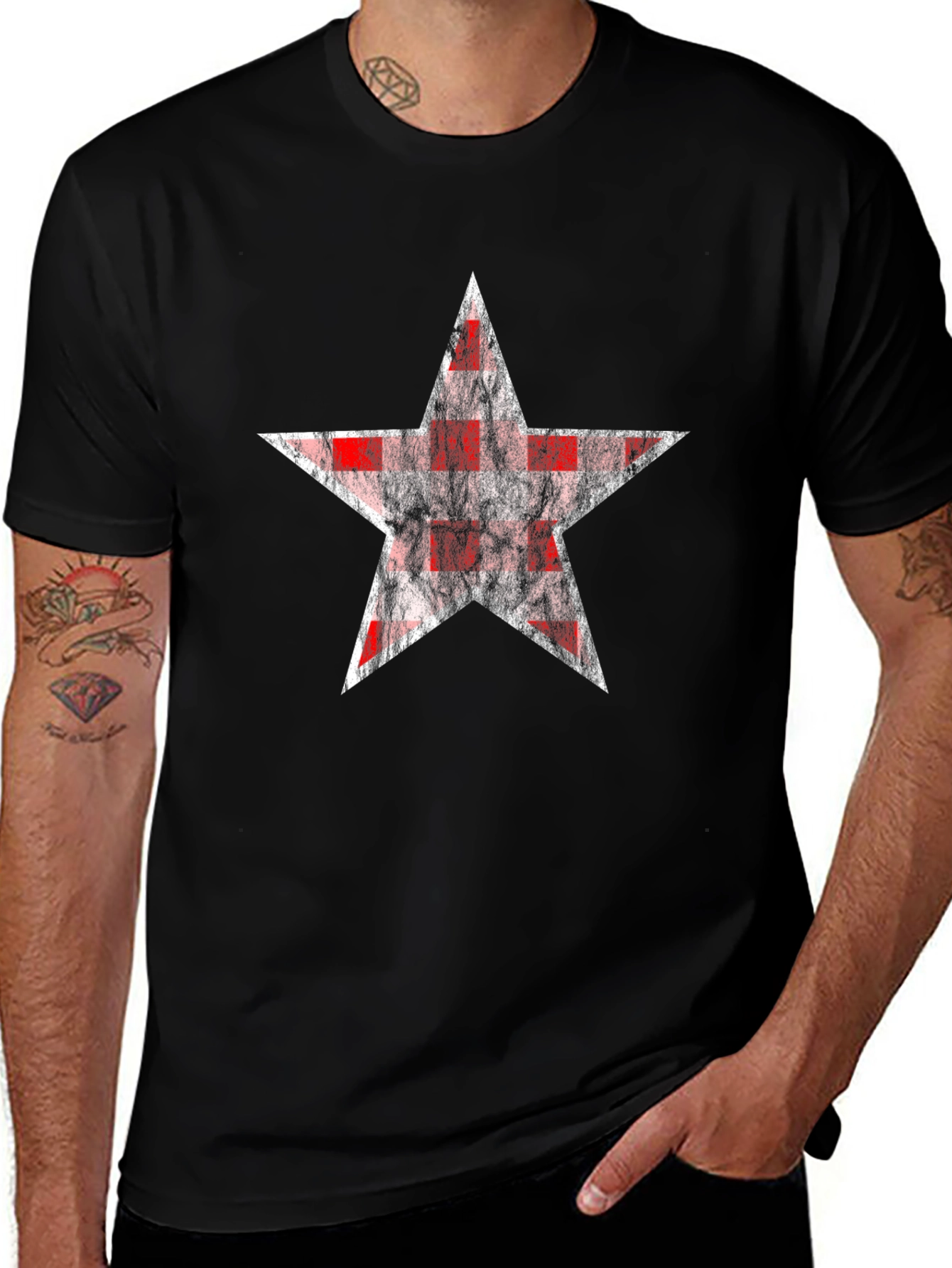 Star Graphic Print Black T-Shirt