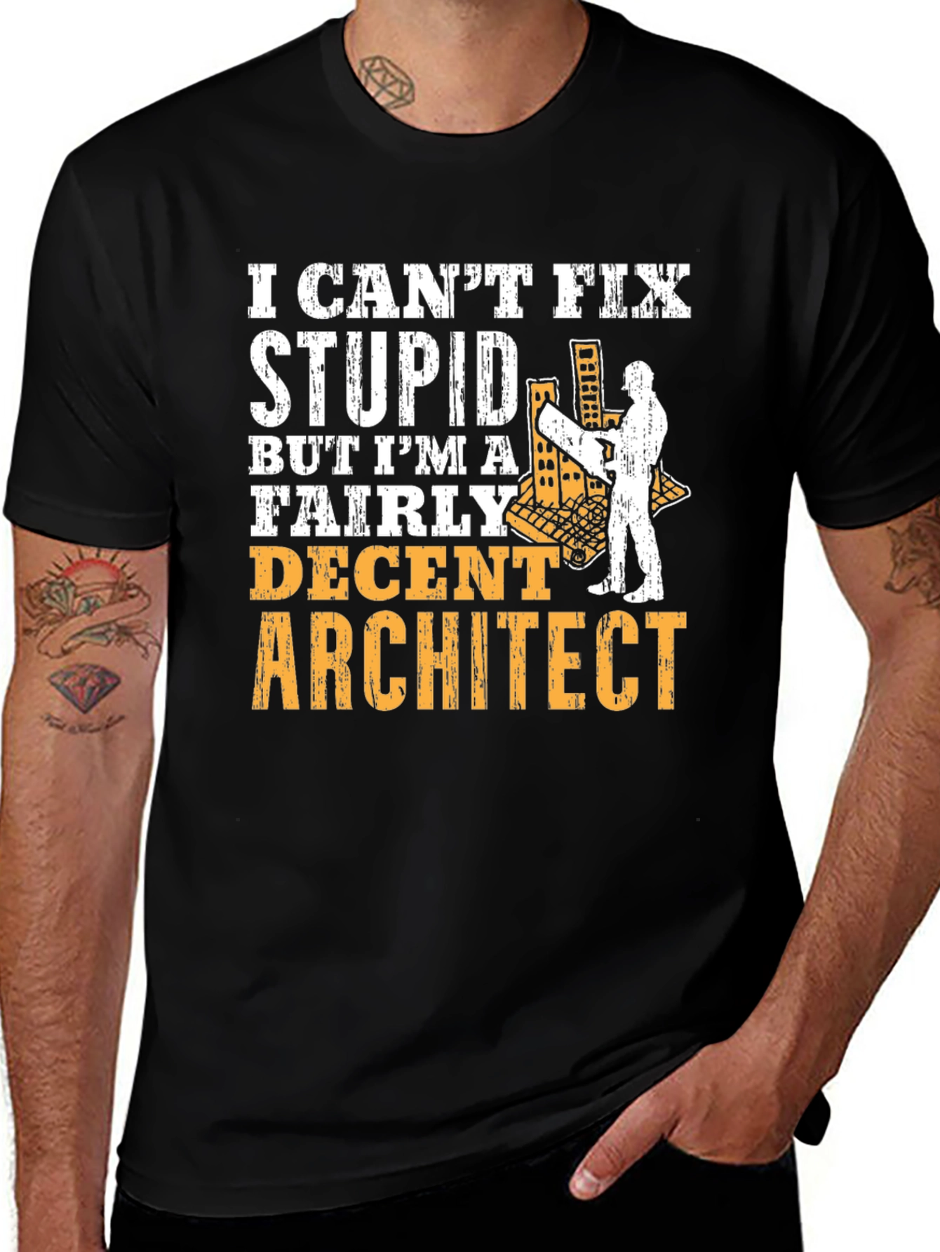 Architect Humor Graphic Tee - Cant Fix Stupid