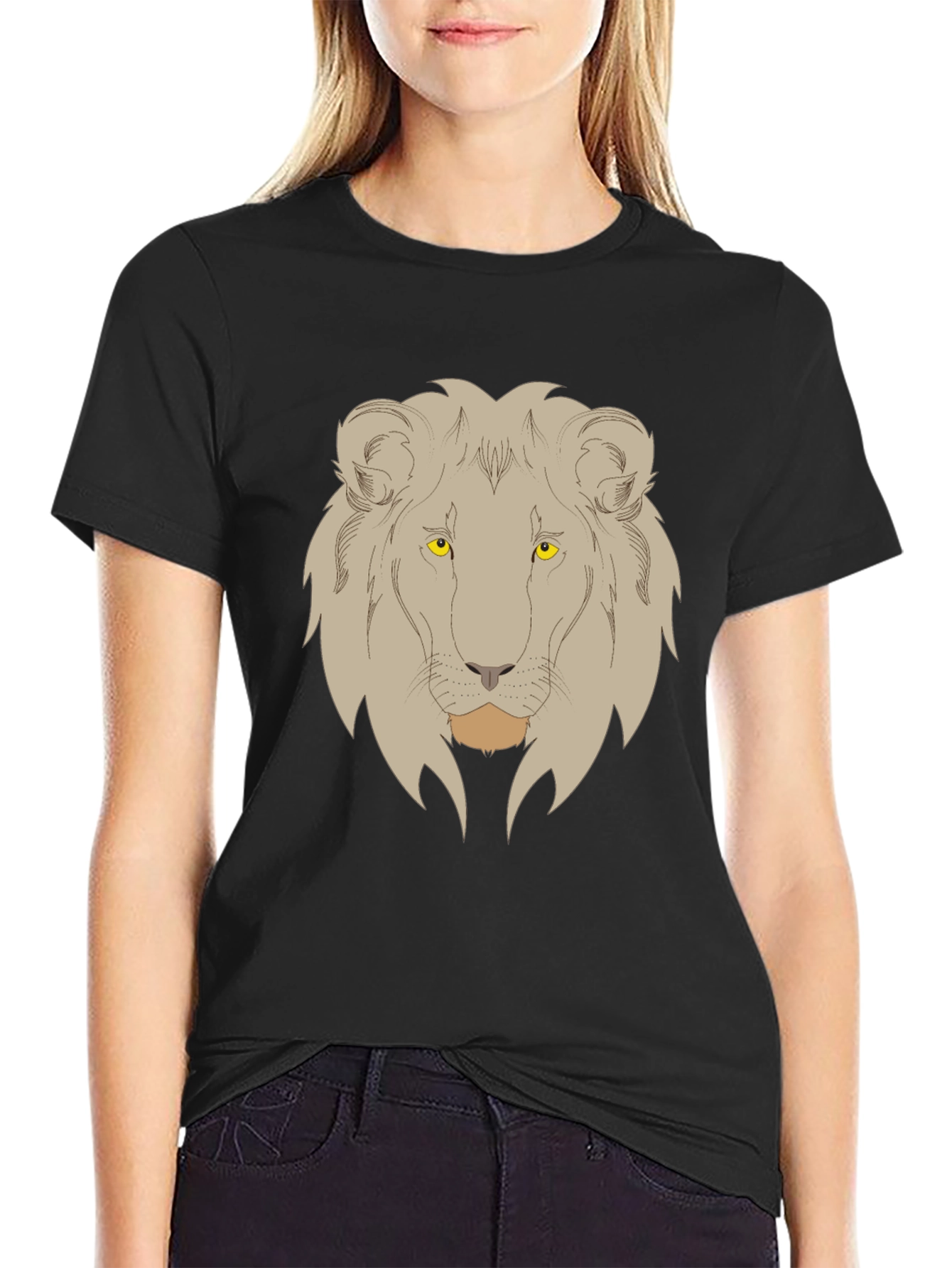 Lion Graphic Print Mens Black T-Shirt
