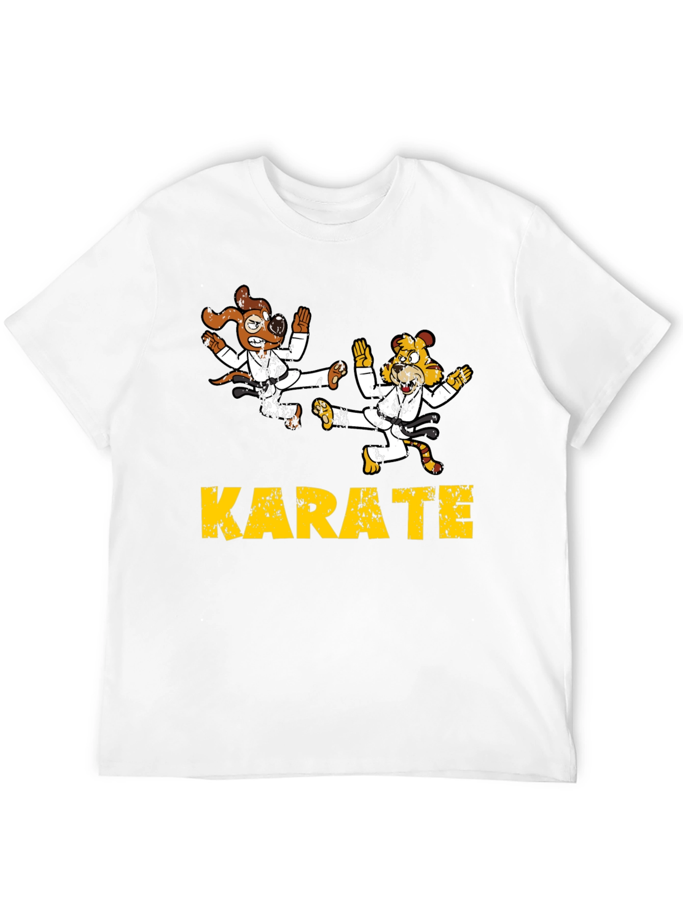 Karate Animal Cartoon T-Shirt Black