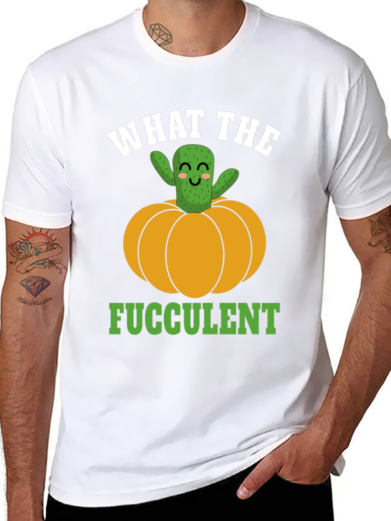 What the Fucculent Cactus Pumpkin Graphic T-Shirt