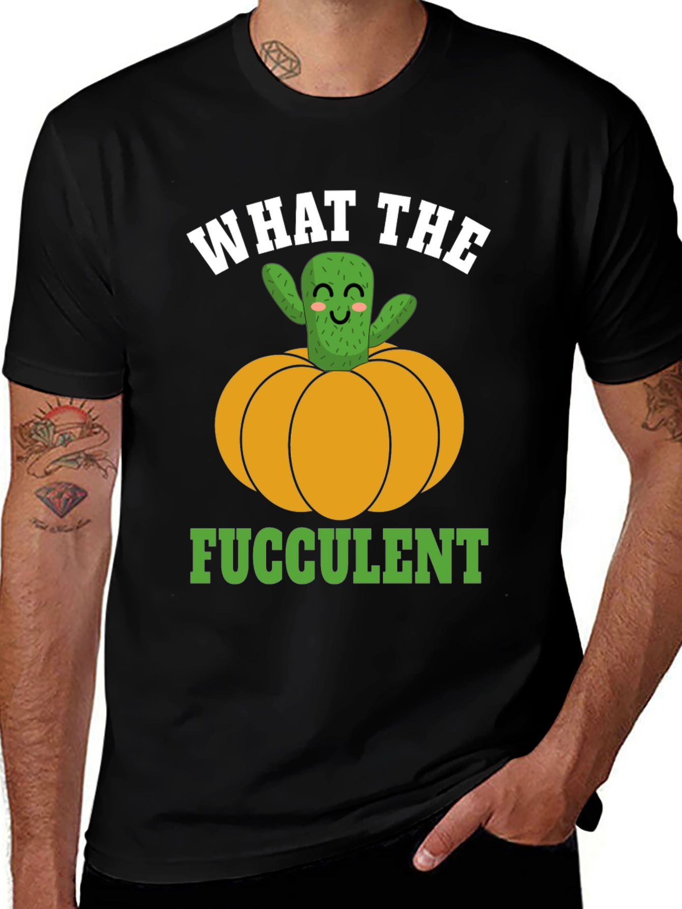 What the Fucculent Cactus Pumpkin Graphic T-Shirt