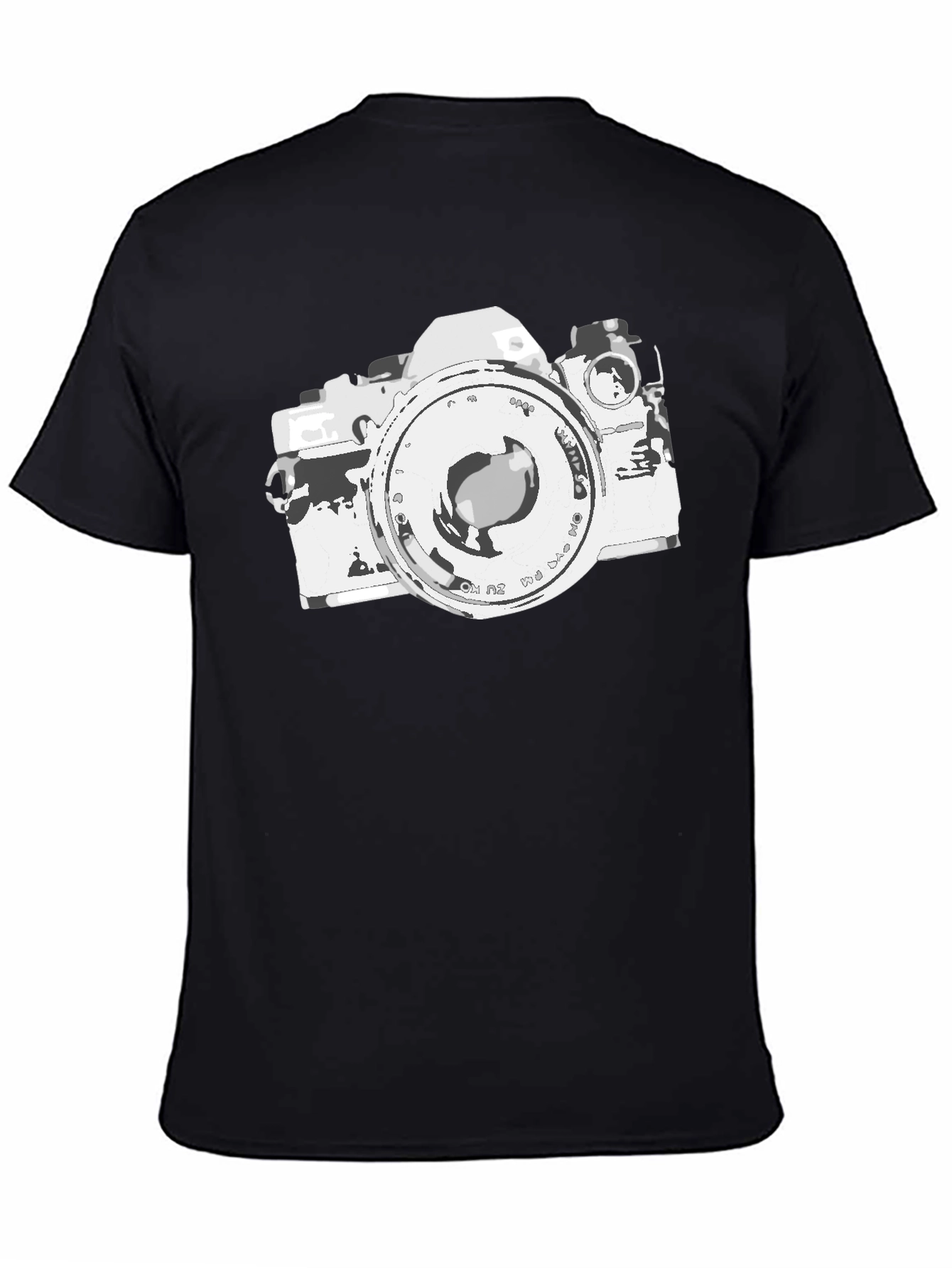 Retro Camera Graphic Tee - Black Cotton Blend