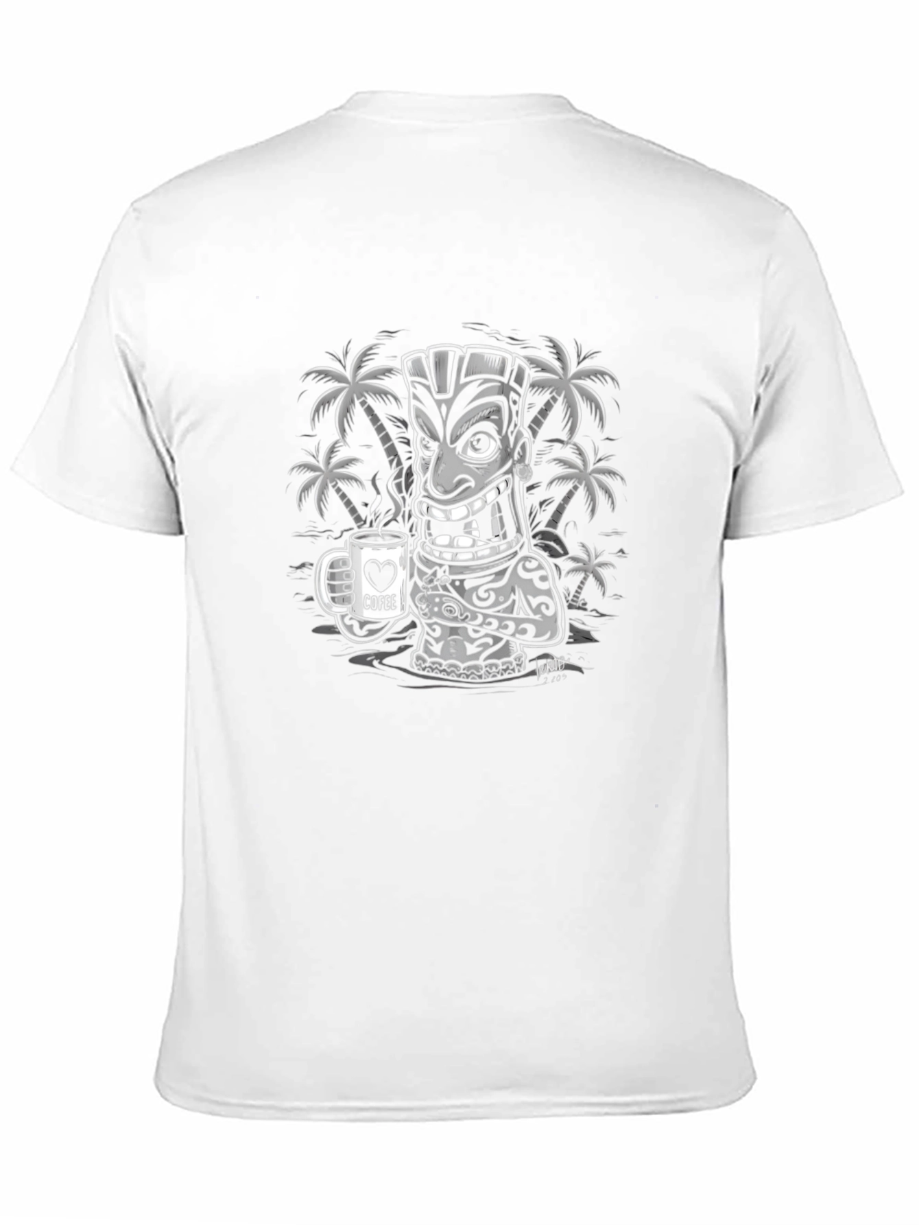 Tiki Coffee Lover Graphic Tee - Tropical Island Style