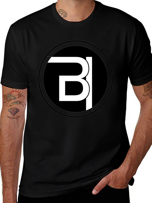 Modern Black Tee with Bold White Logo Design