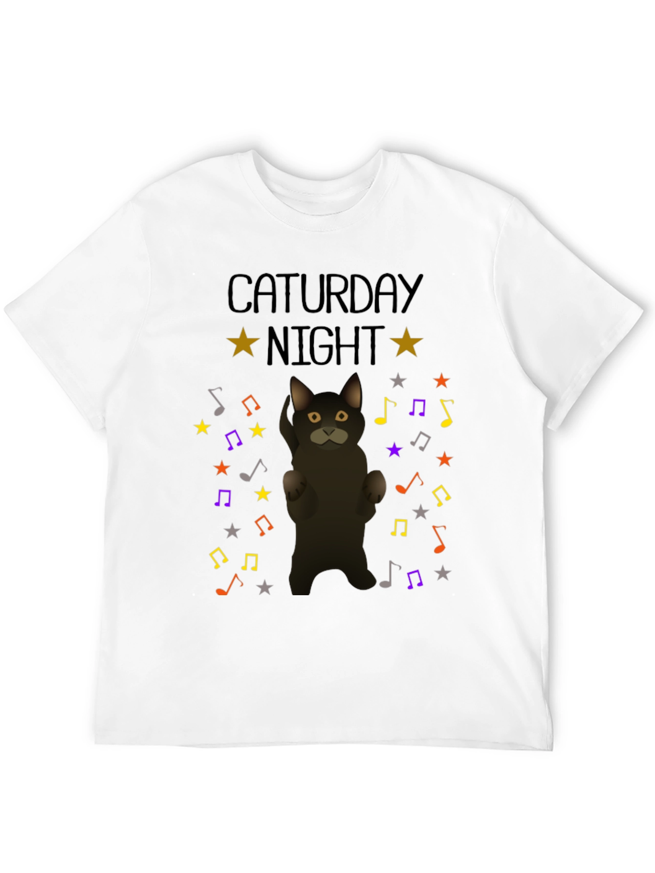 Caturday Night Cat Music Note T-Shirt