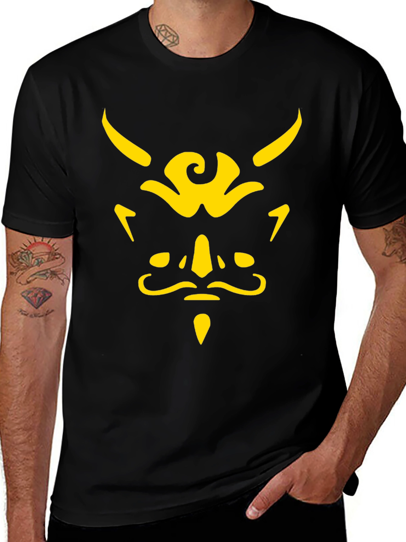 Demon Face Graphic Tee - Black T-Shirt