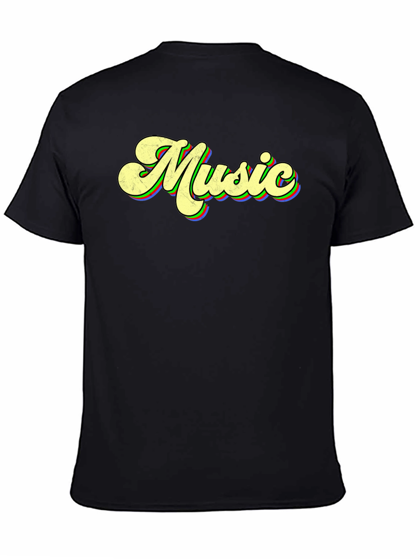Retro Music T-Shirt - Black Crew Neck Tee