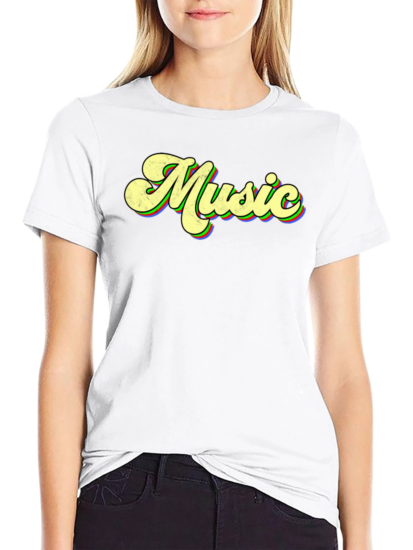 Retro Music T-Shirt - Black Crew Neck Tee