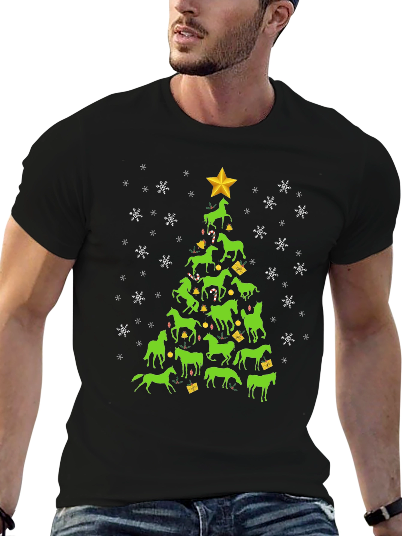 Horse Christmas Tree Graphic Tee