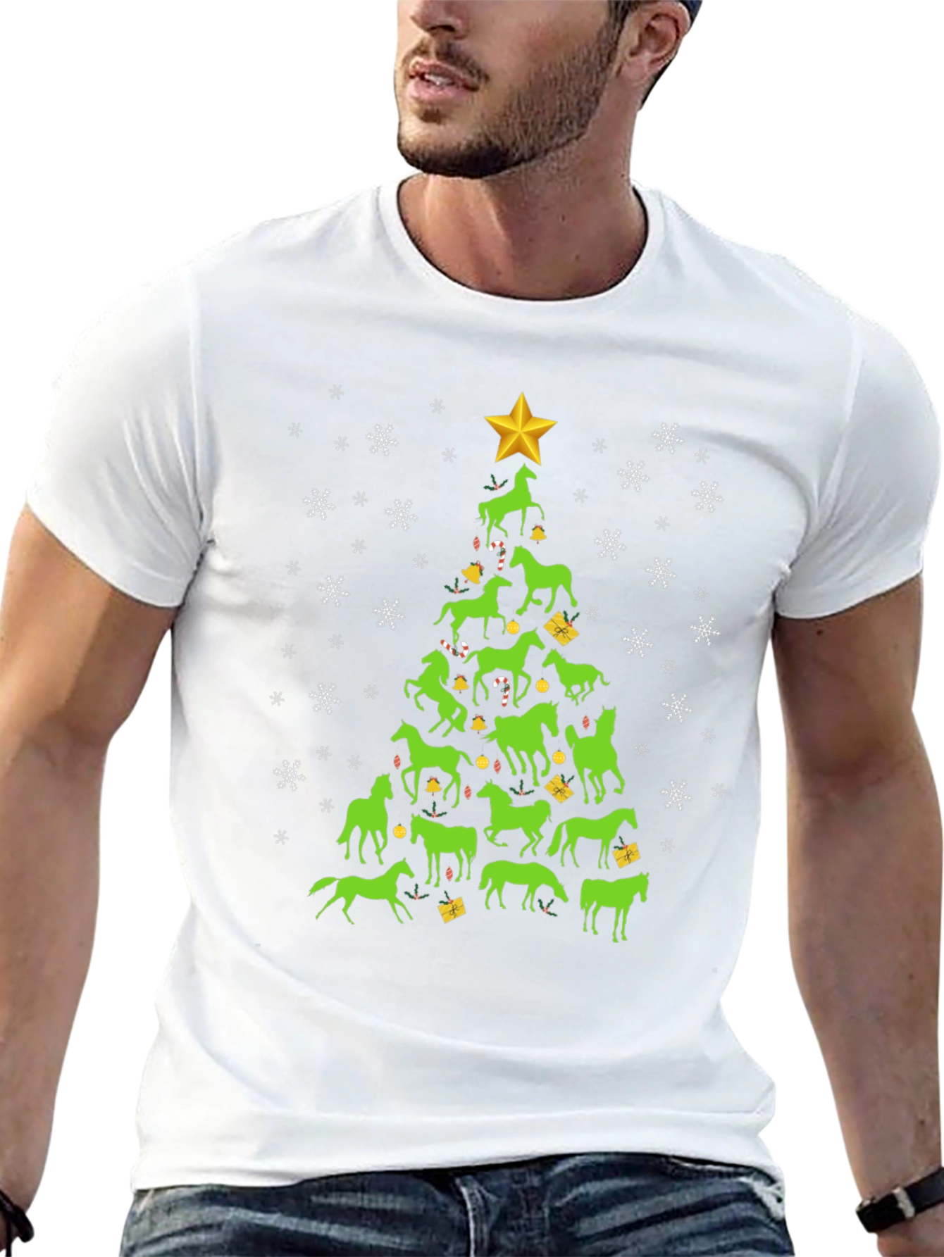 Horse Christmas Tree Graphic Tee
