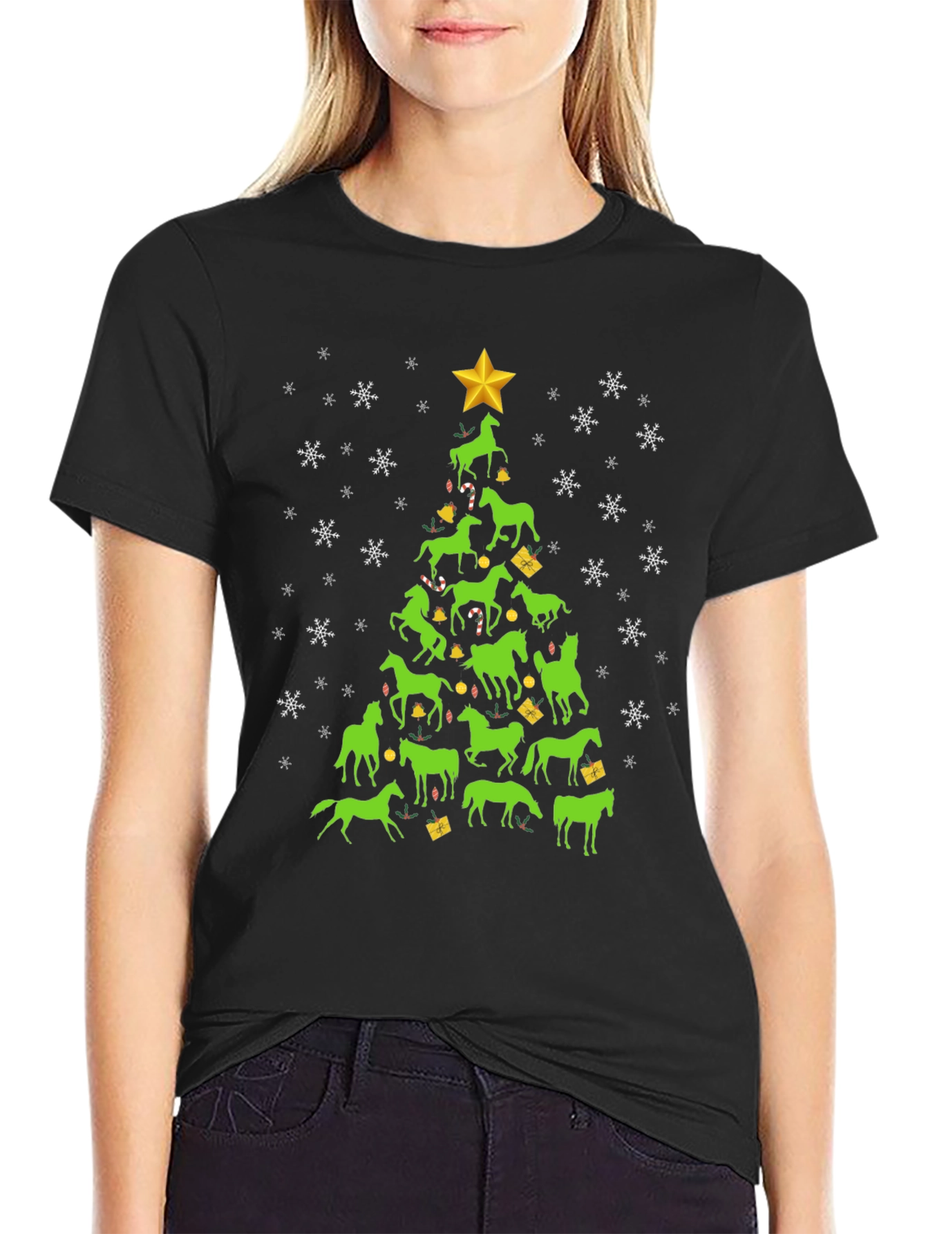 Horse Christmas Tree Graphic Tee