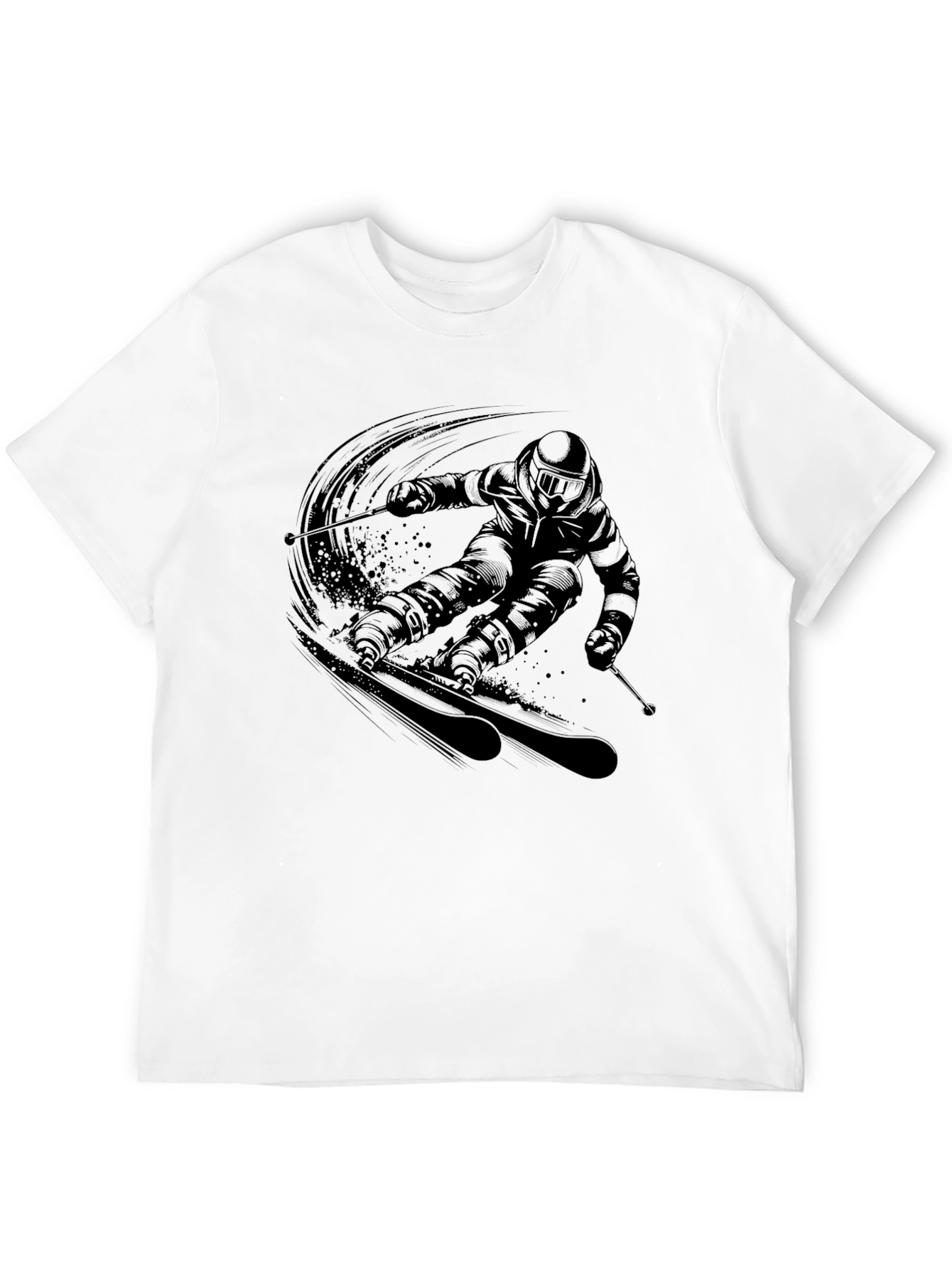 Mens Black Skiing Graphic Tee