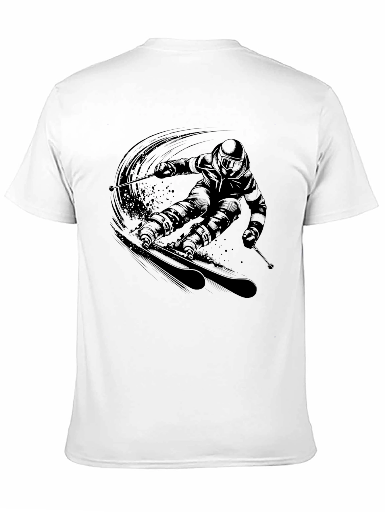 Mens Black Skiing Graphic Tee