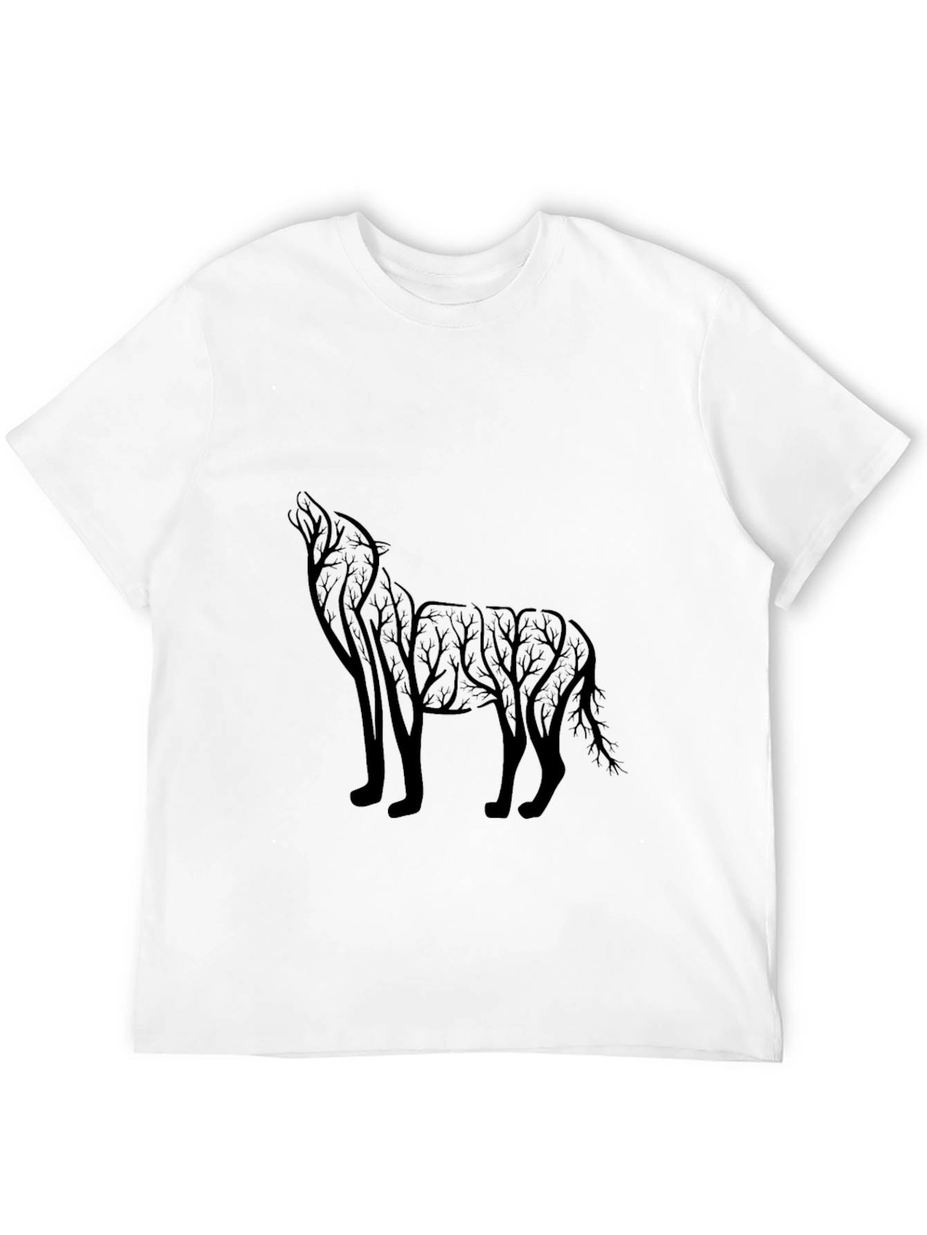Mens Black Wolf Silhouette Graphic Tee