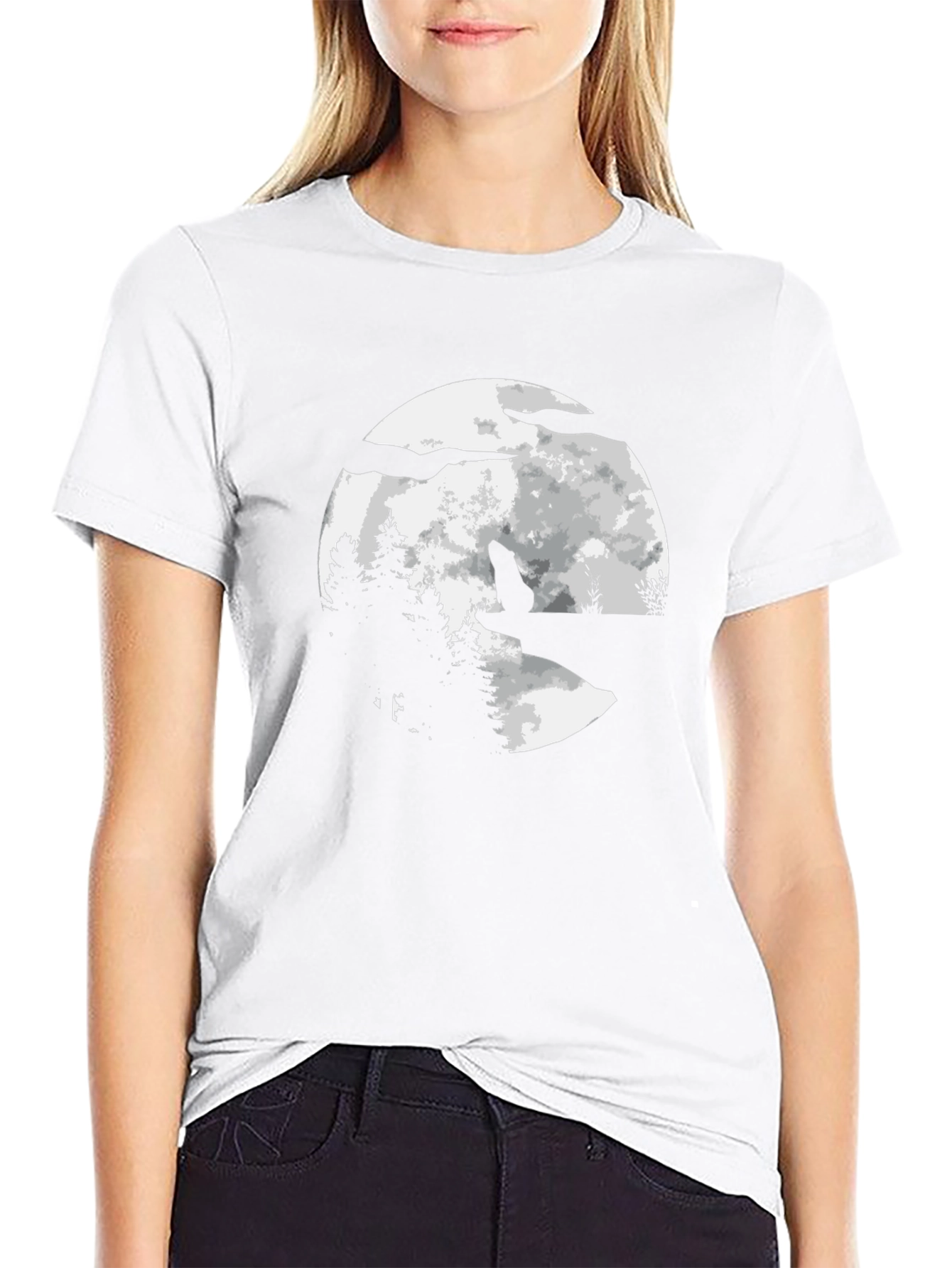 Wolf Moon Graphic T-Shirt - Black Cotton Tee