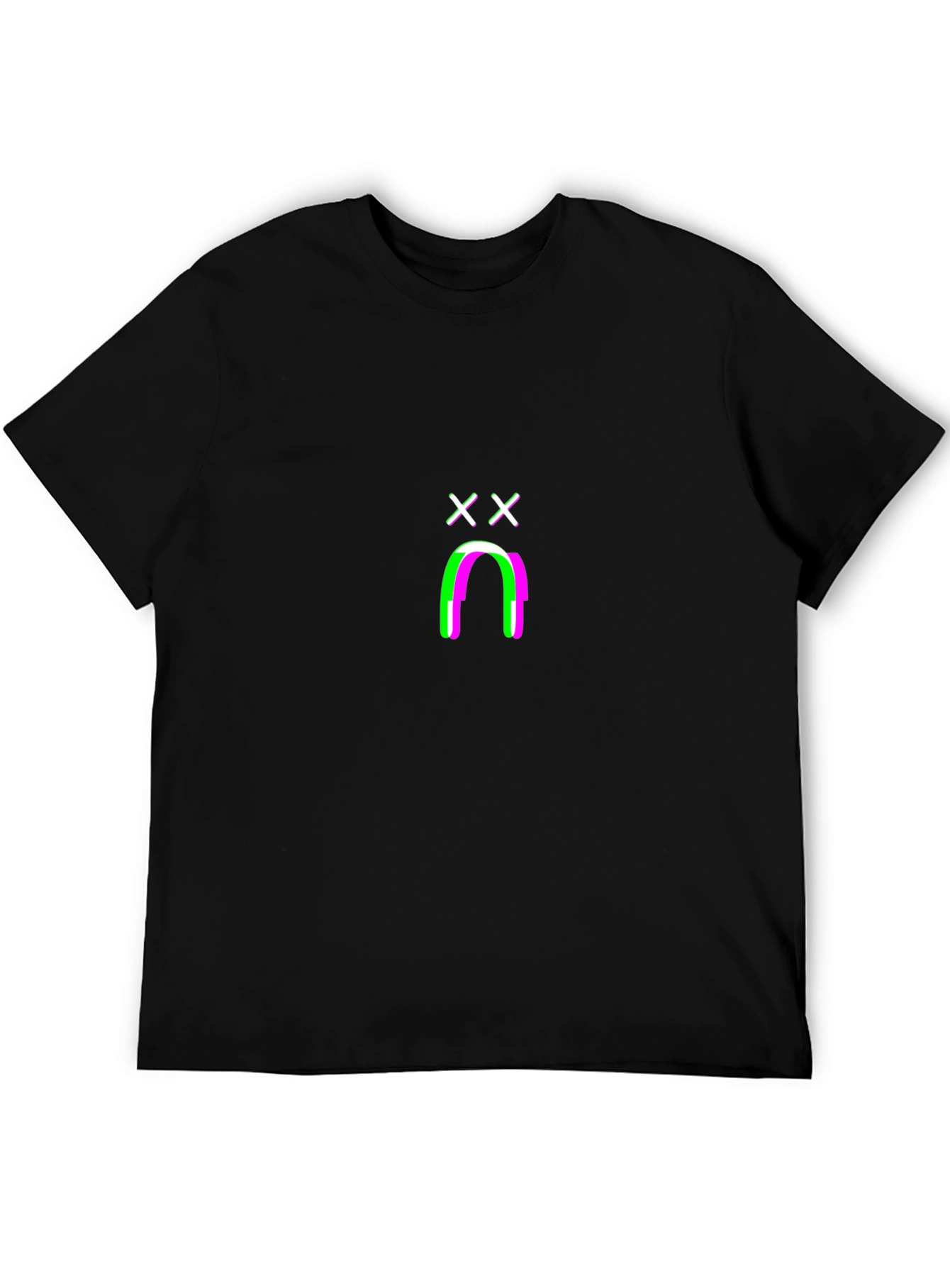 Glitchy Sad Face Graphic Tee - Black