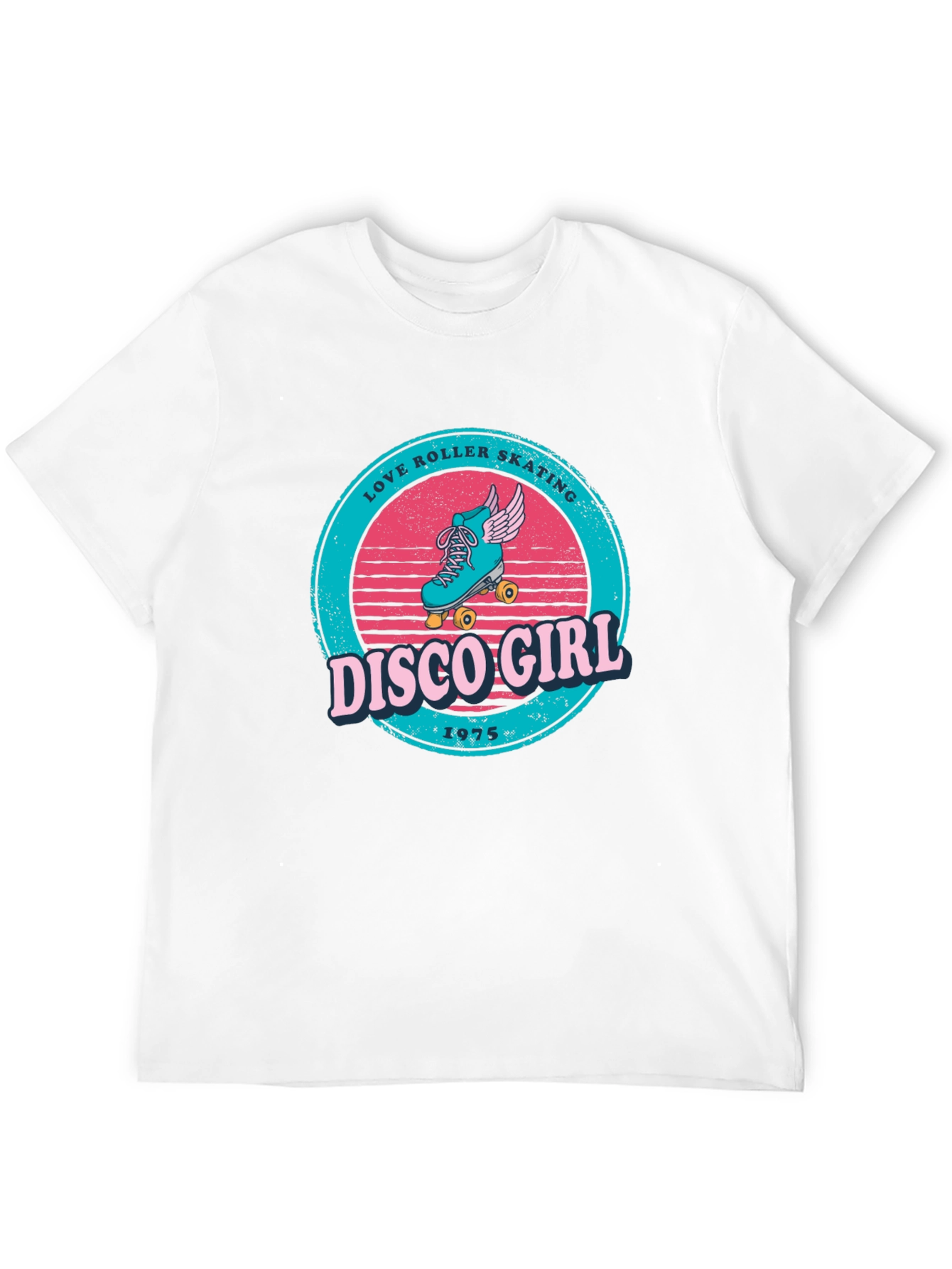 Retro Disco Girl Roller Skating Graphic T-Shirt