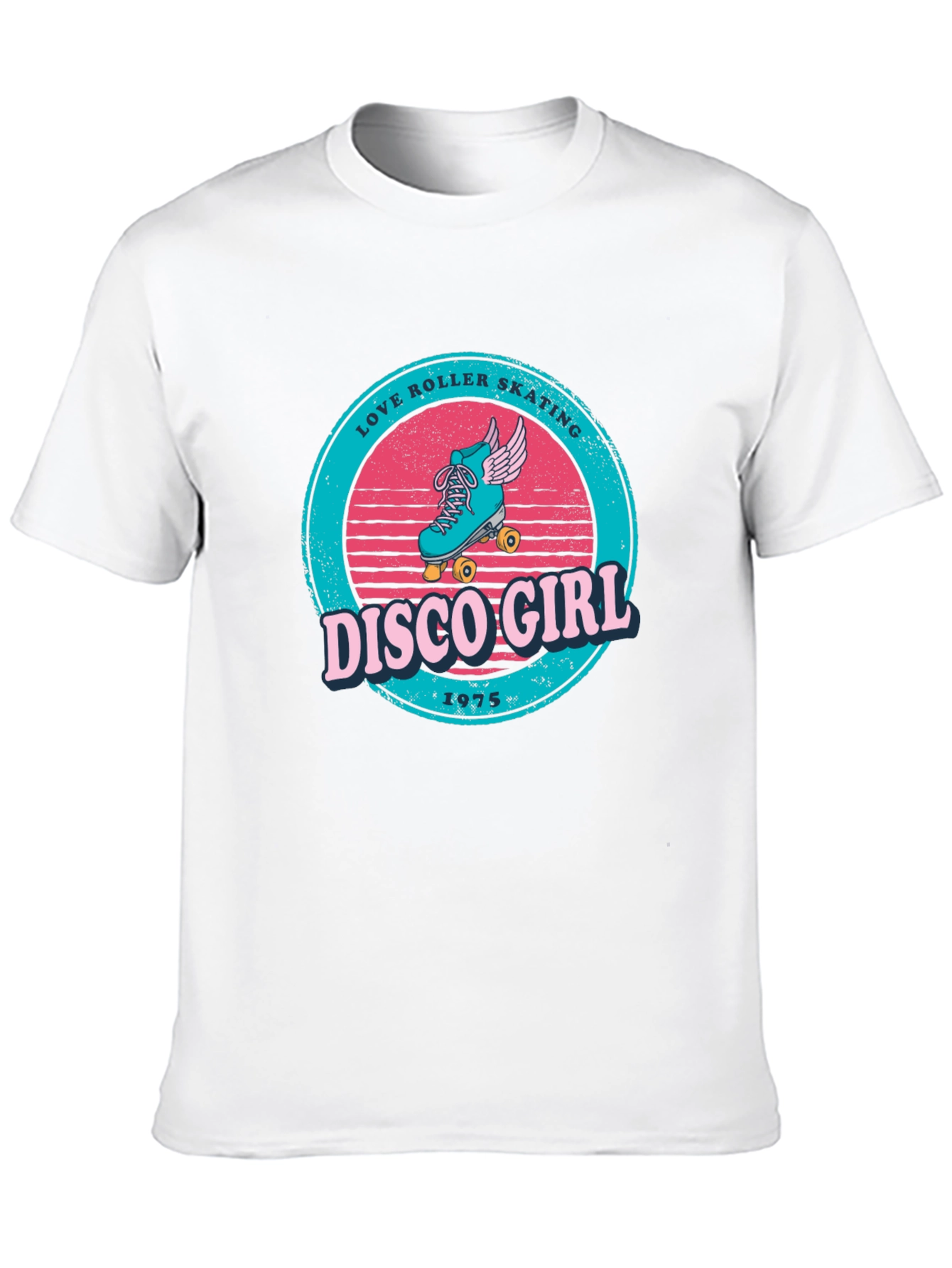 Retro Disco Girl Roller Skating Graphic T-Shirt