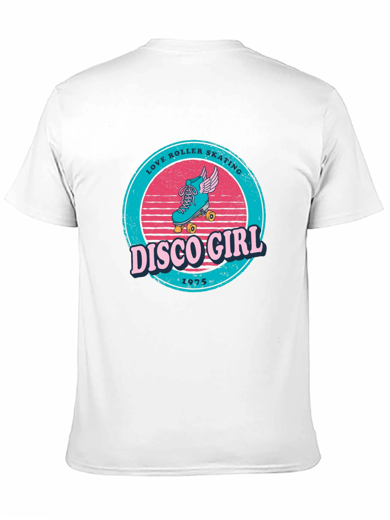 Retro Disco Girl Roller Skating Graphic T-Shirt