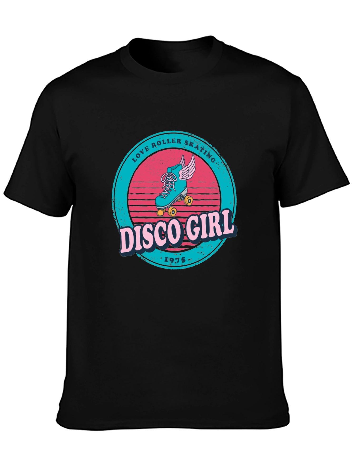 Retro Disco Girl Roller Skating Graphic T-Shirt