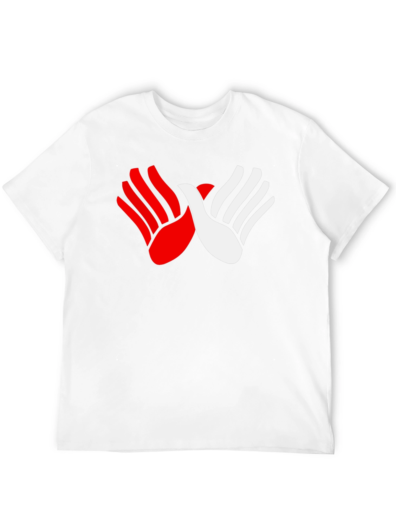 Red & White Hands Graphic Black T-Shirt