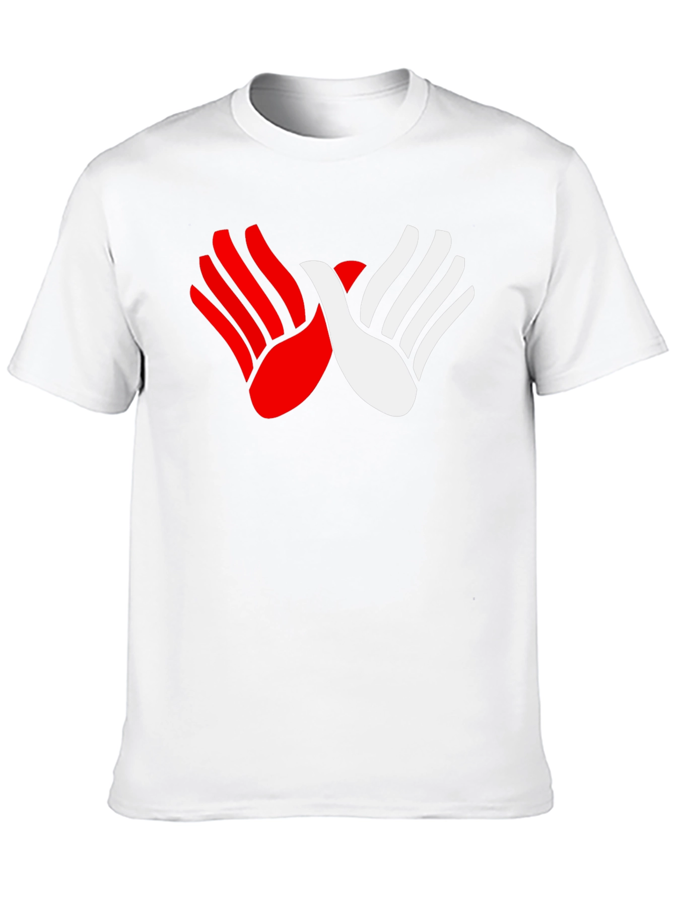 Red & White Hands Graphic Black T-Shirt