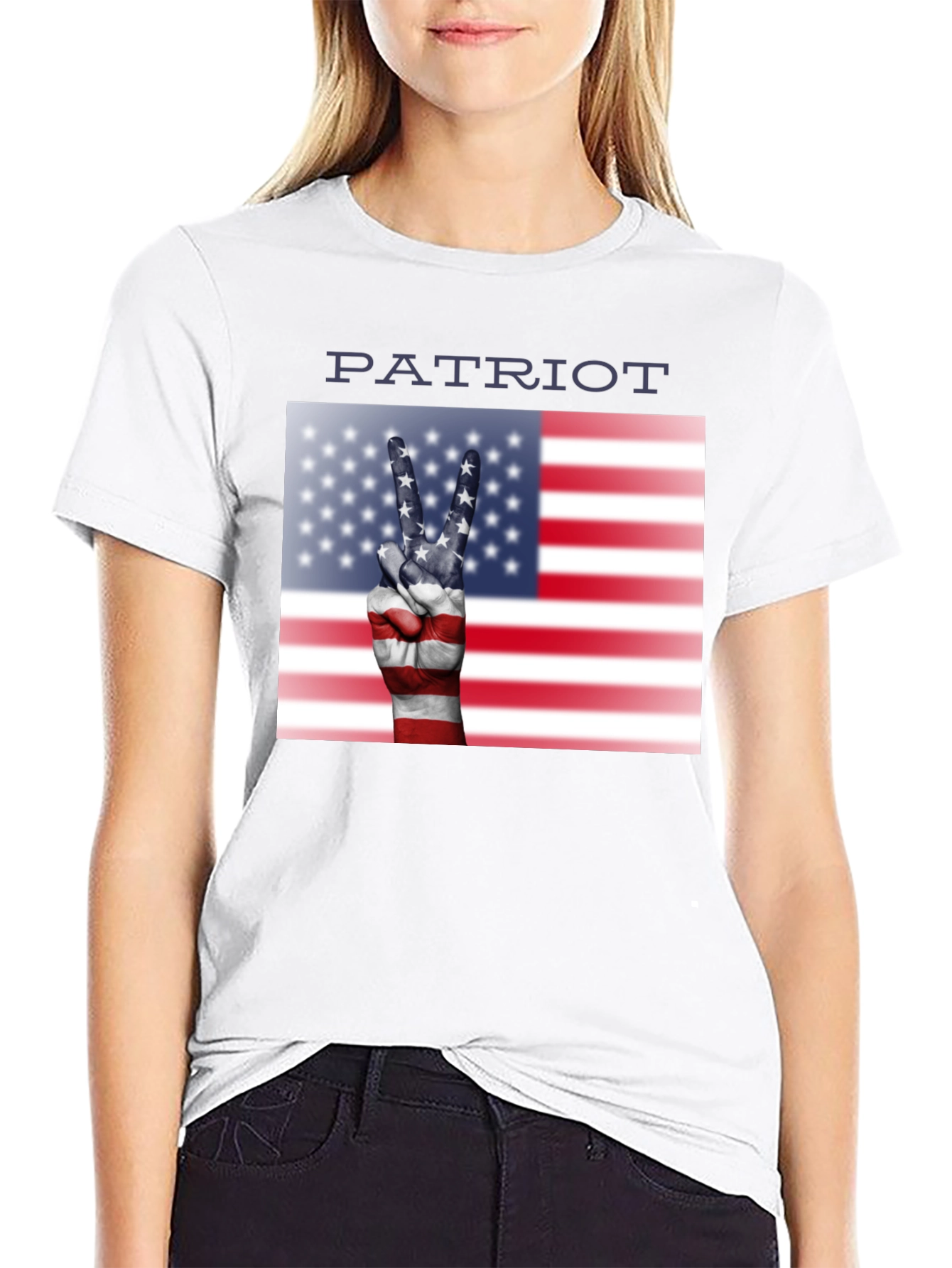 Patriot T-Shirt - Peace USA Flag Hand