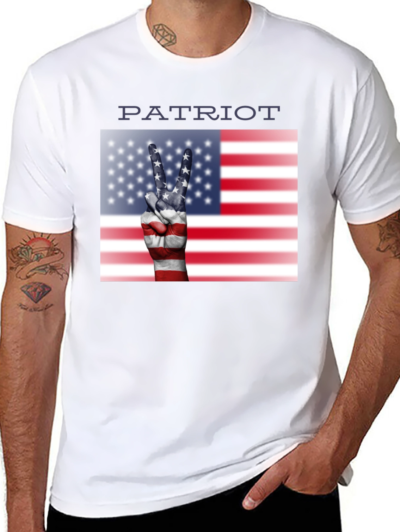 Patriot T-Shirt - Peace USA Flag Hand
