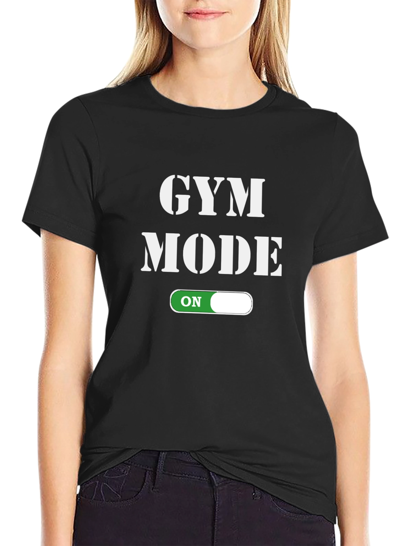 Gym Mode On Black Graphic T-Shirt