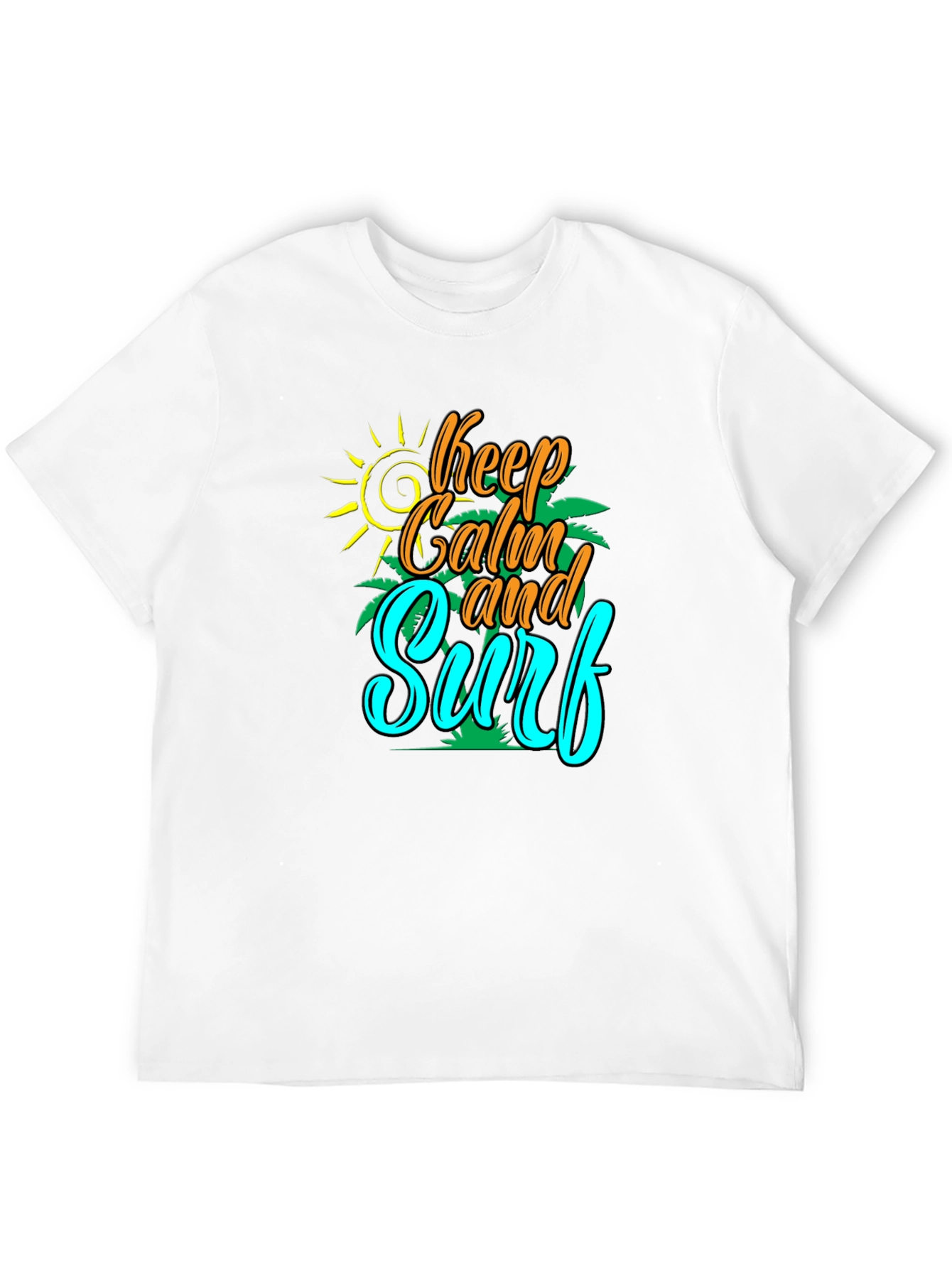 Keep Calm and Surf T-Shirt - Black Cotton Tee