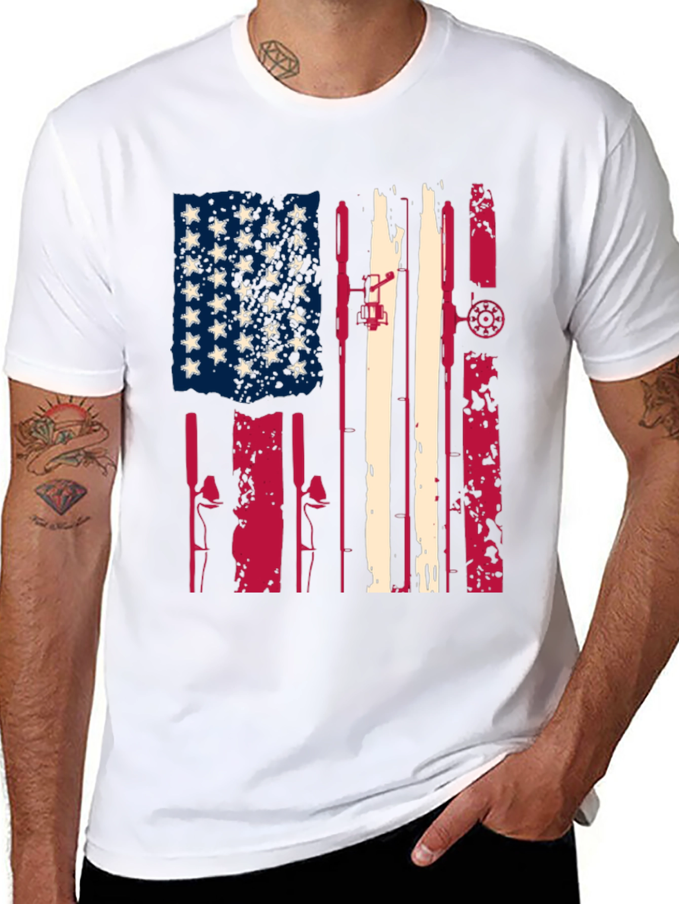 American Flag Fishing Rod T-Shirt