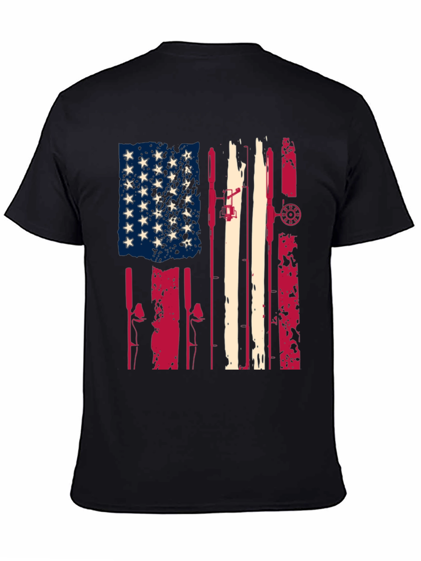 American Flag Fishing Rod T-Shirt