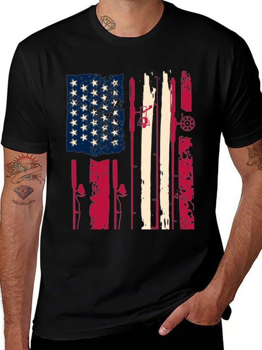 American Flag Fishing Rod T-Shirt