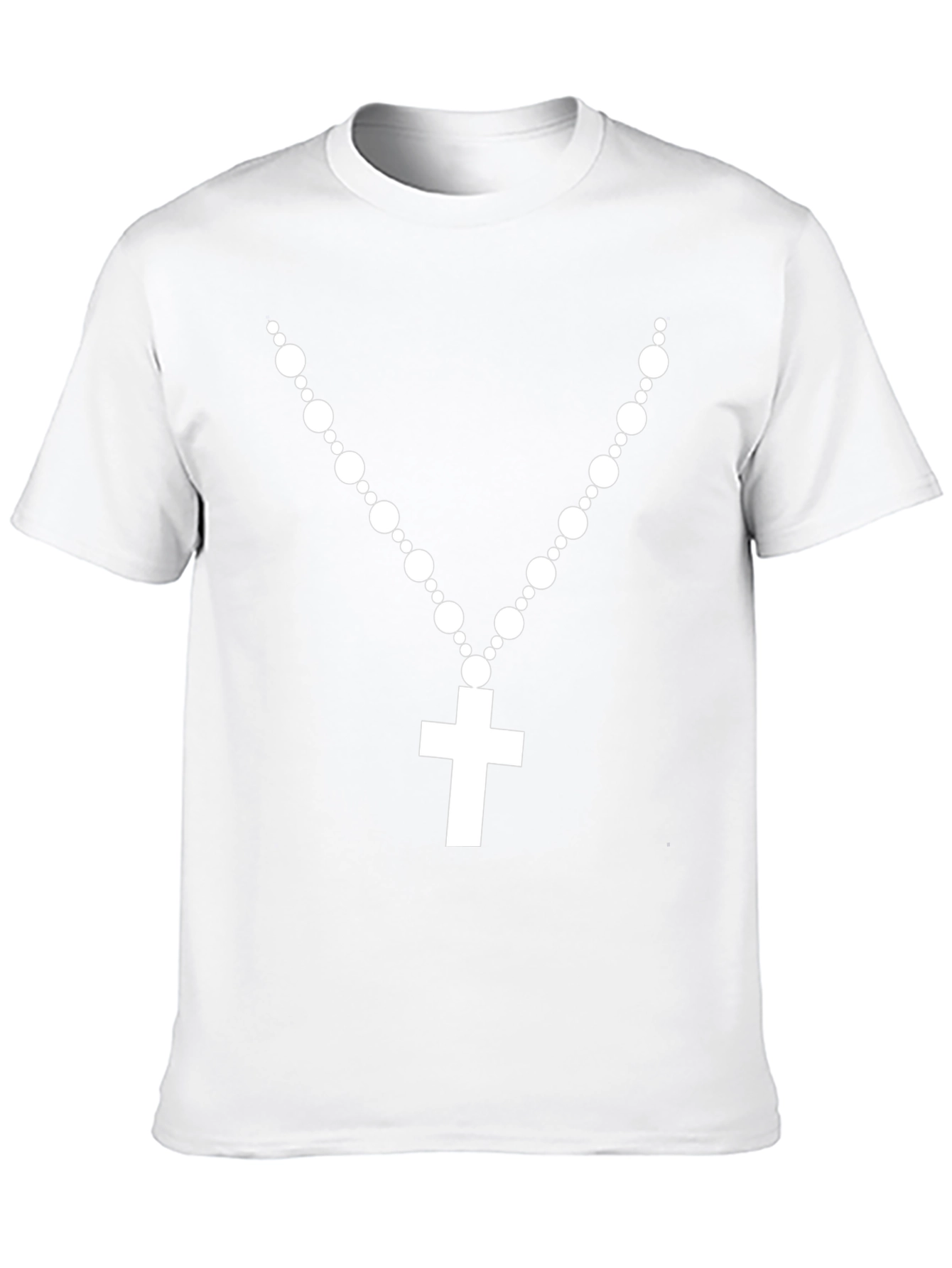 Rosary Cross Graphic T-Shirt - Black Crew Neck Tee