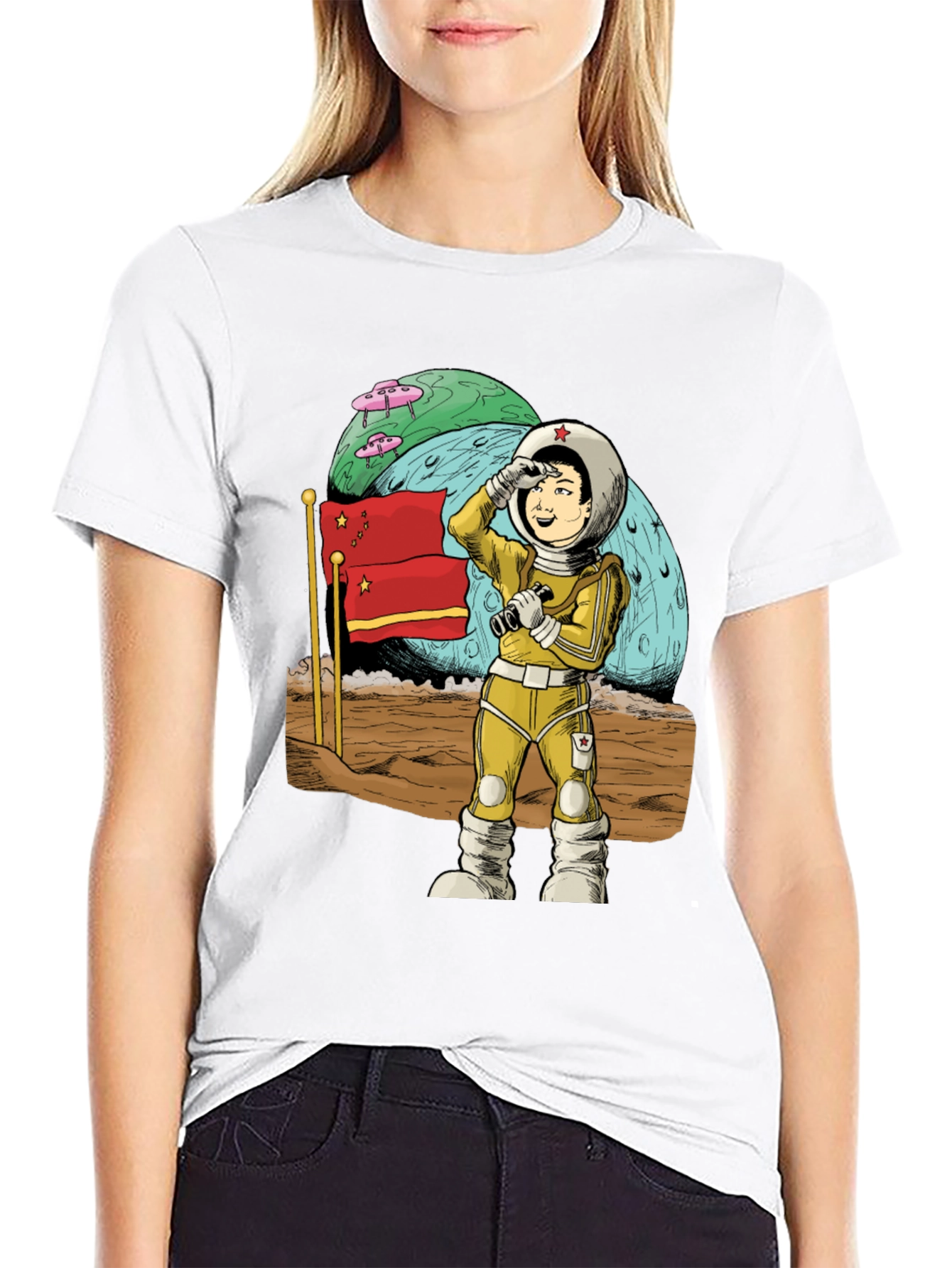 Astronaut in Space Black T-Shirt