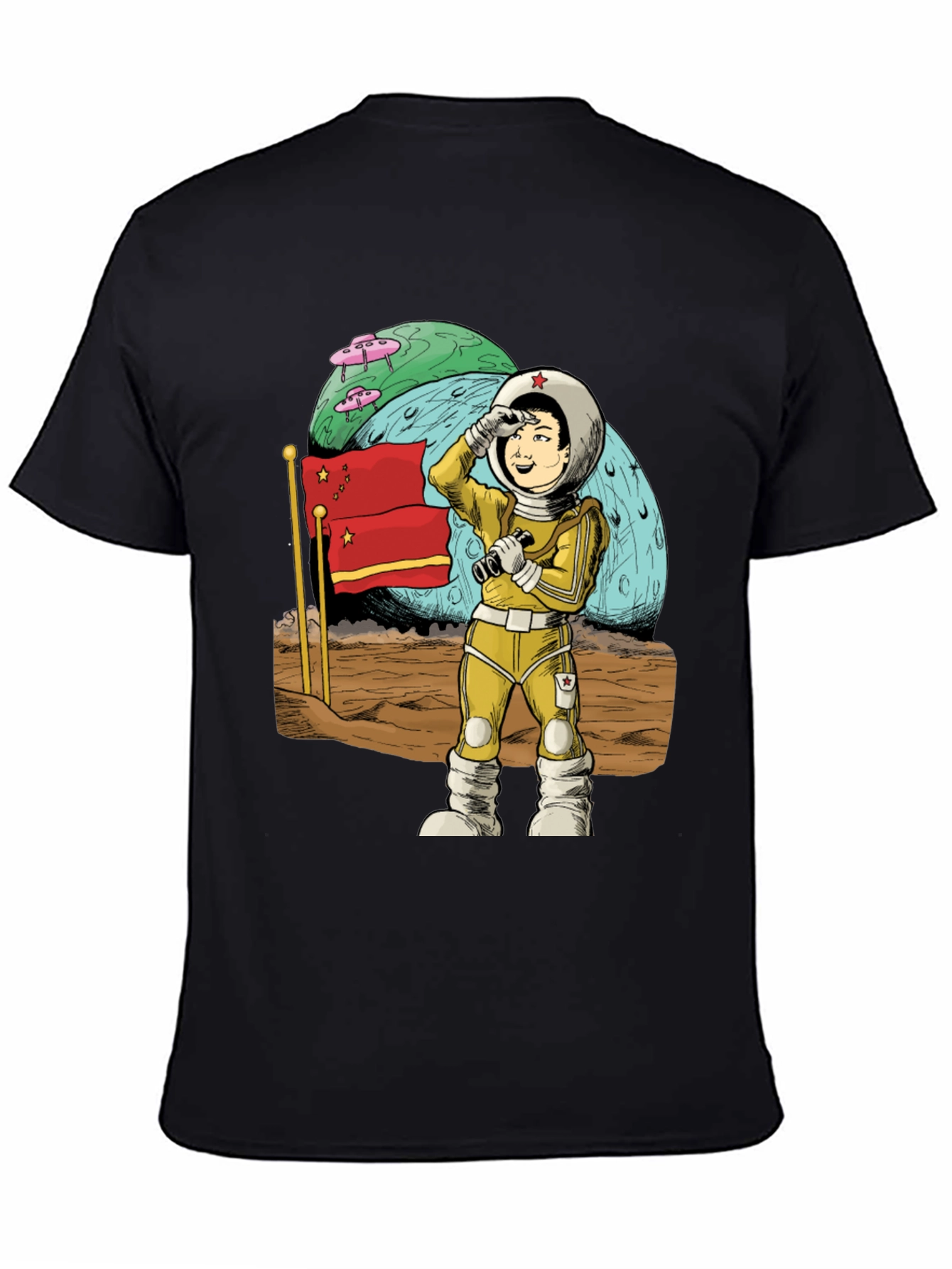 Astronaut in Space Black T-Shirt