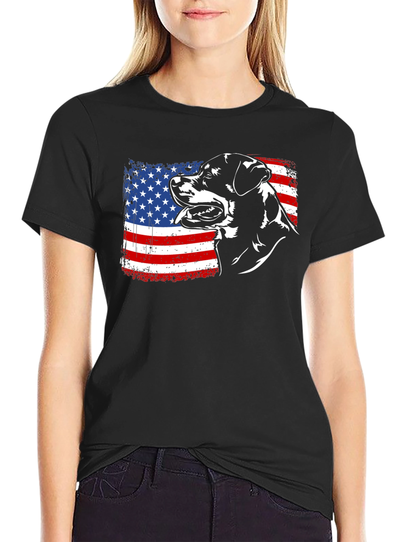 American Rottweiler T-Shirt - Patriotic Dog Tee