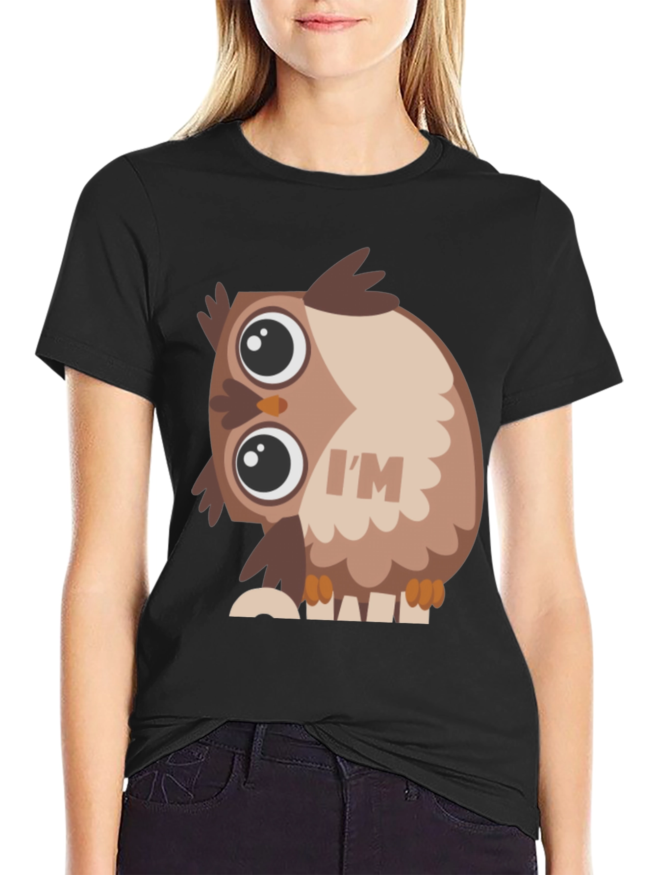Owl Graphic Black T-Shirt - Unique Design