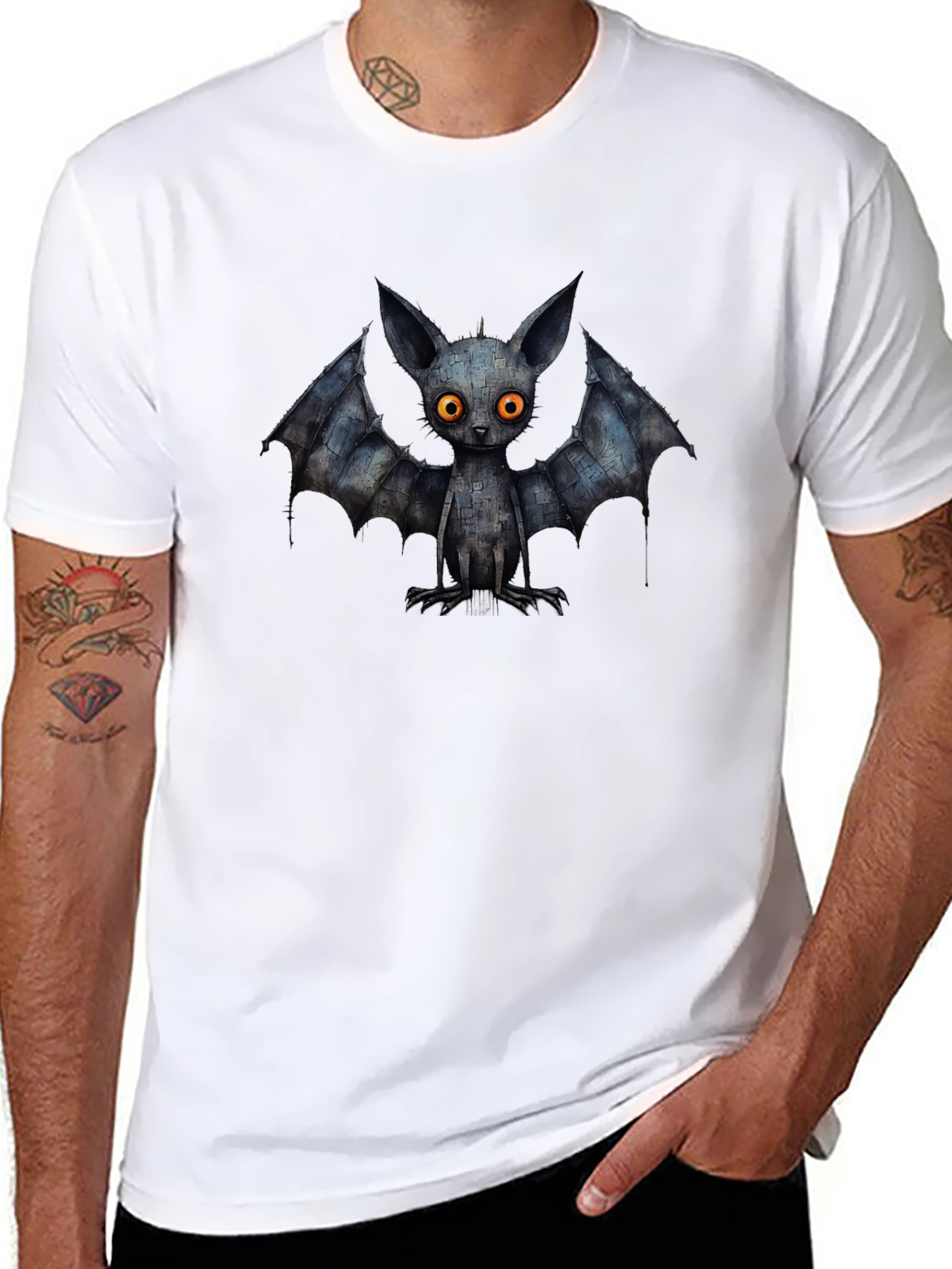 Creepy Cute Bat Graphic Tee - Black