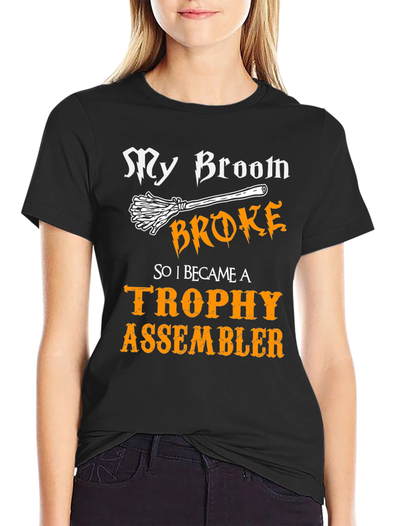 My Broom Broke Trophy Assembler Graphic Tee