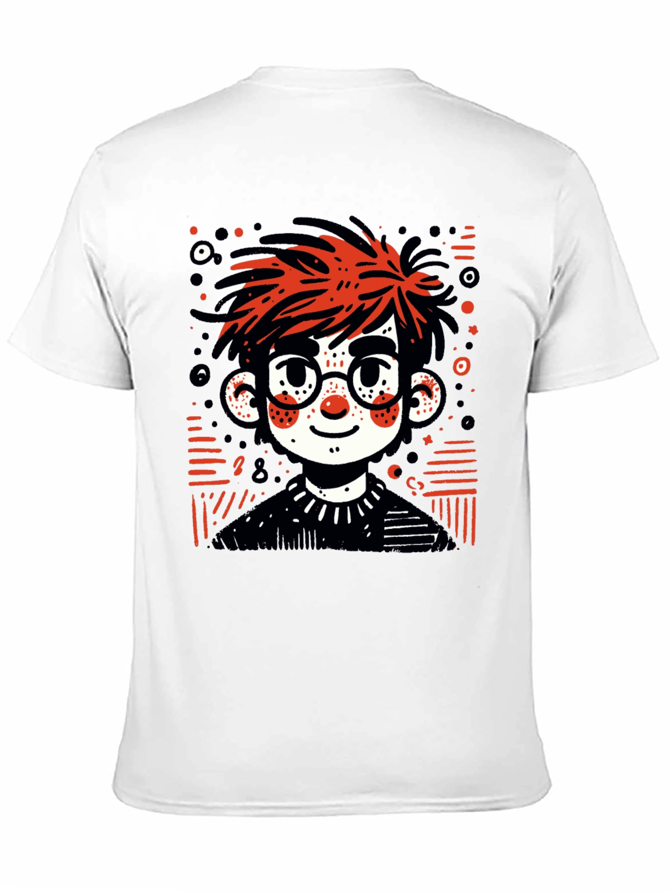 Cartoon Boy Graphic Tee - Black T-Shirt