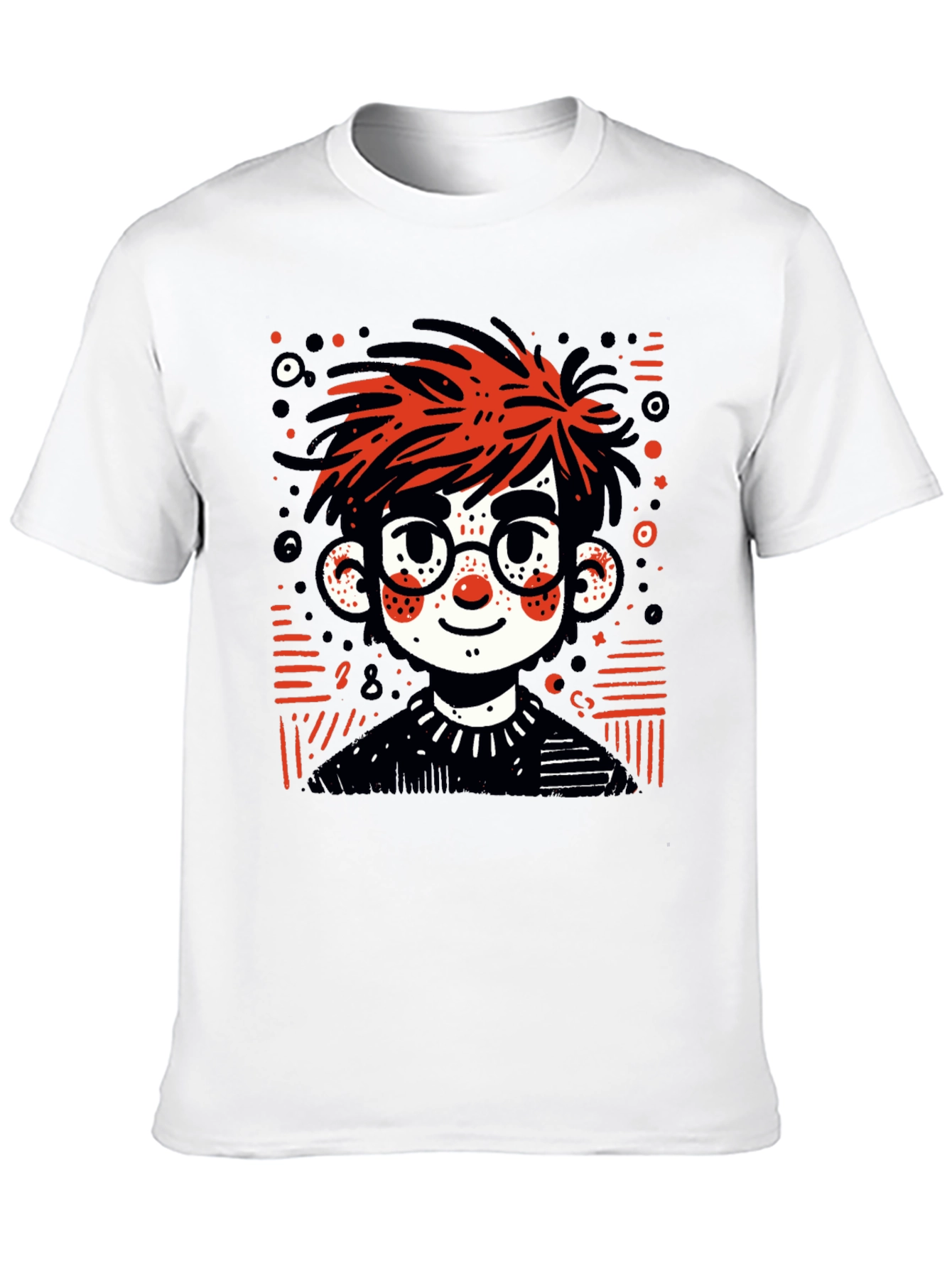 Cartoon Boy Graphic Tee - Black T-Shirt