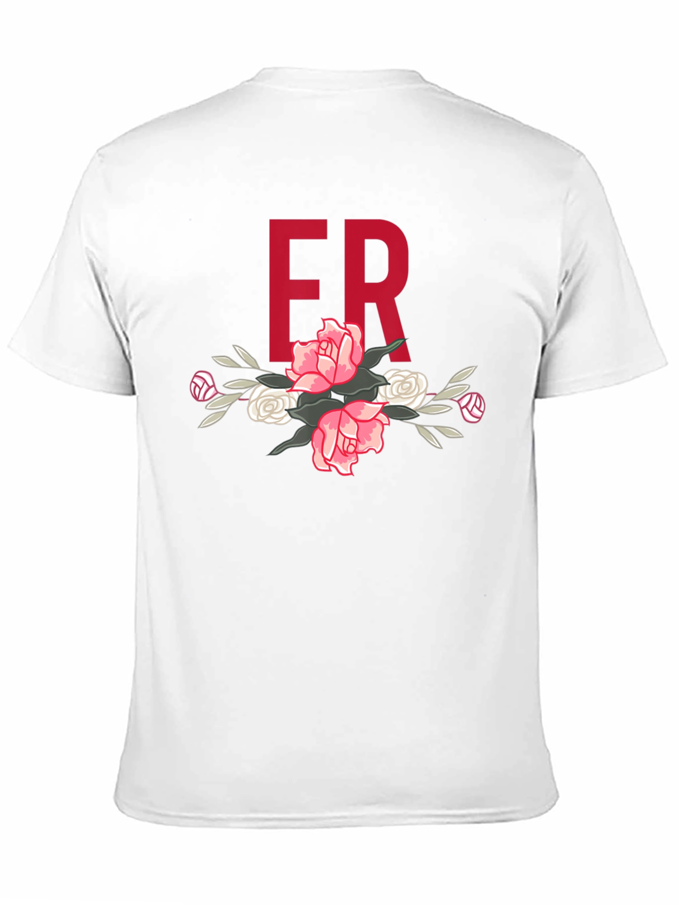 Floral ER Initial T-Shirt - Stylish Black Tee