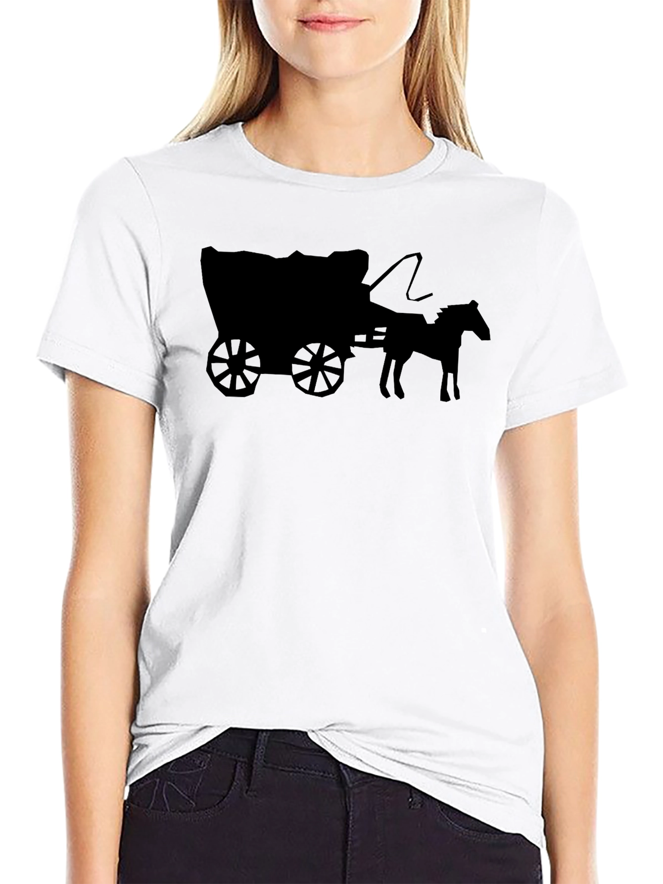 Wagon Wheel Graphic Tee - Black Cotton Blend T-Shirt